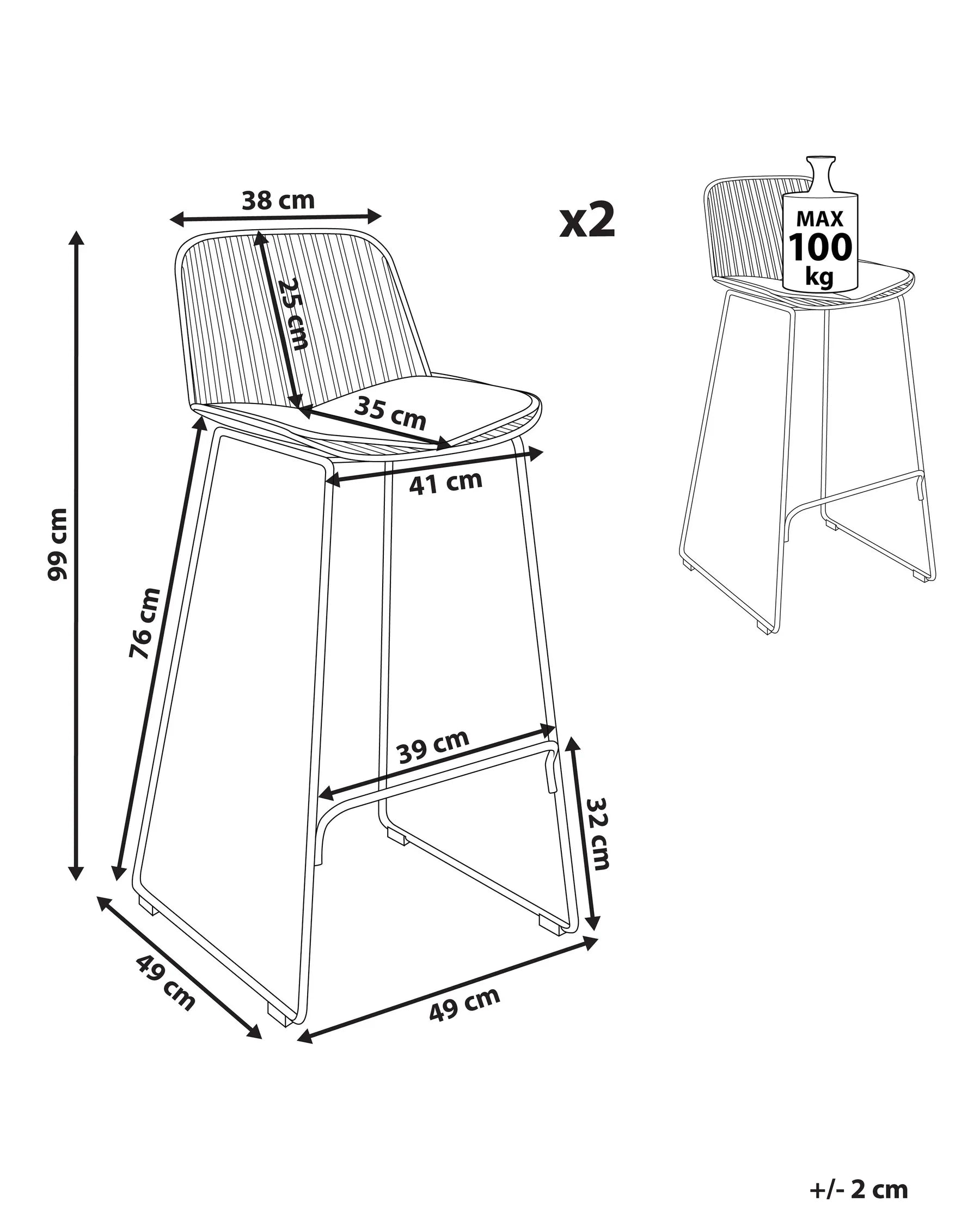 Set of 2 Bar Chairs PENSACOLA Metal Gold