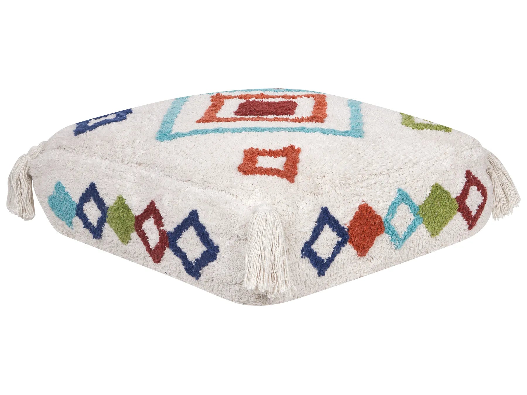 Pouffe Embroidery SEERANI Cotton White