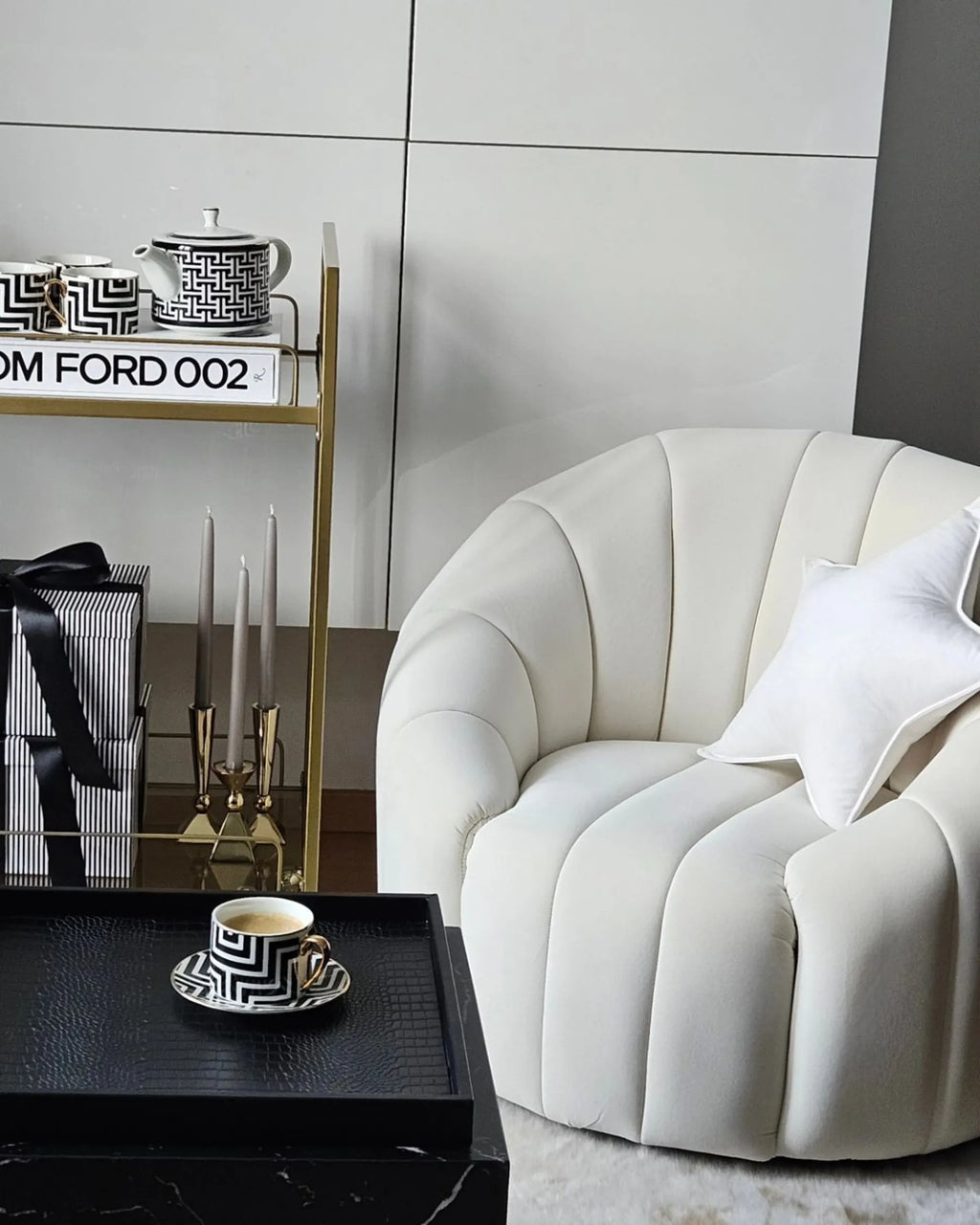 Armchair MALUNG Velvet Off-White