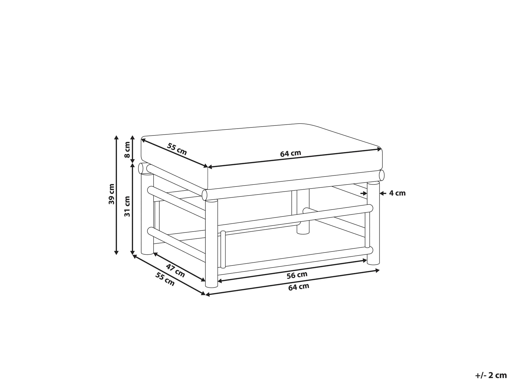 Garden Ottoman CERRETO Bamboo Wood Taupe