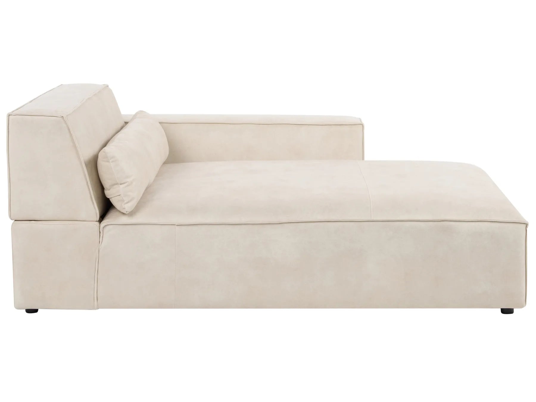 Left-Hand Chaise Lounge HELLNAR Velvet Light Beige