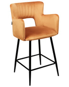 Set of 2 Bar Chairs SANILAC Velvet Orange
