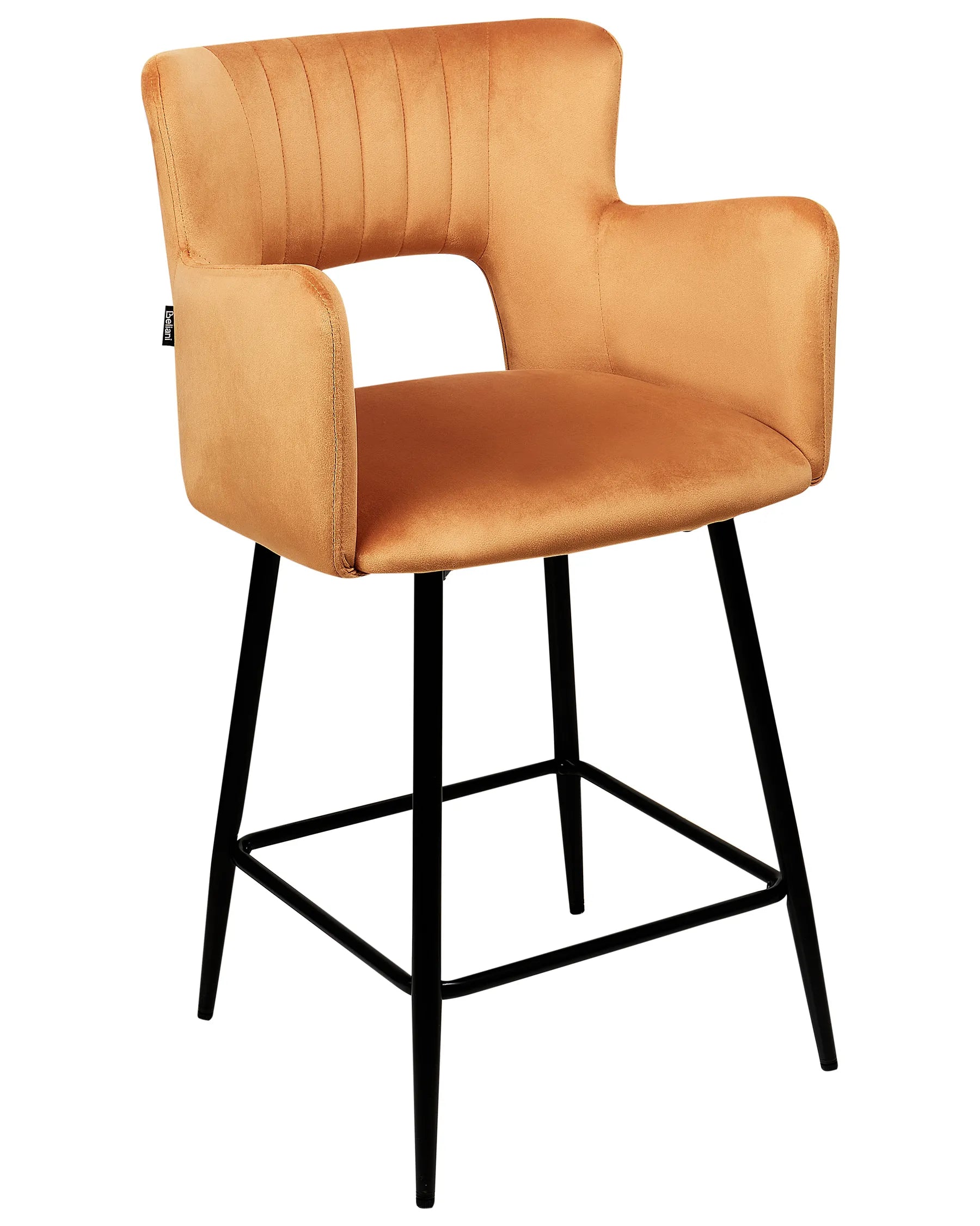 Set of 2 Bar Chairs SANILAC Velvet Orange
