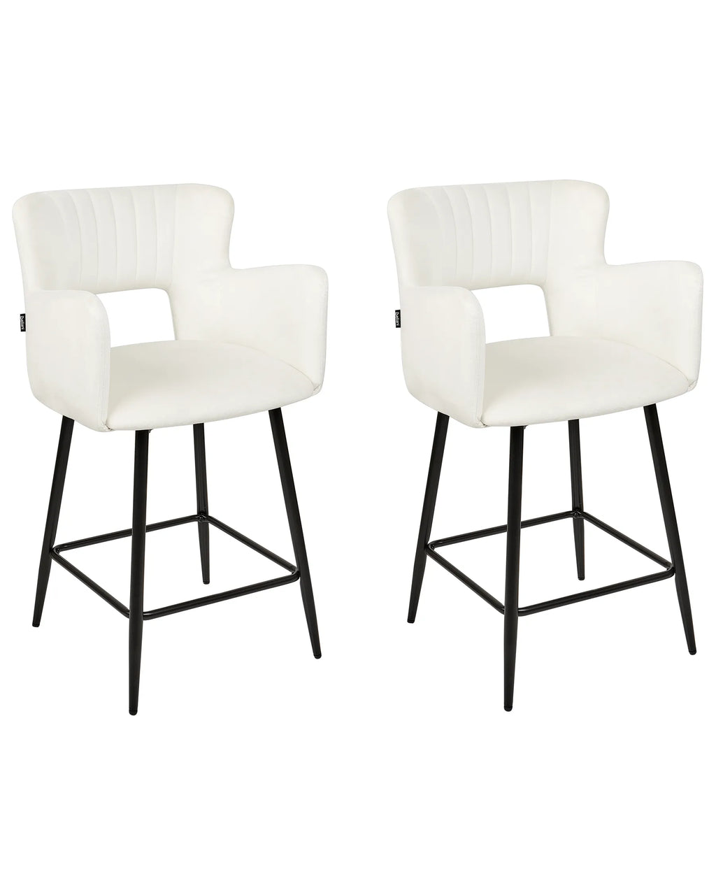 Set of 2 Bar Chairs SANILAC Velvet White