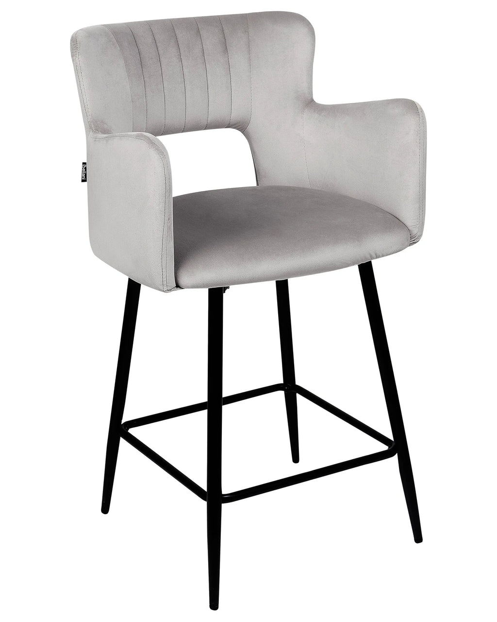 Set of 2 Bar Chairs SANILAC Velvet Light Grey