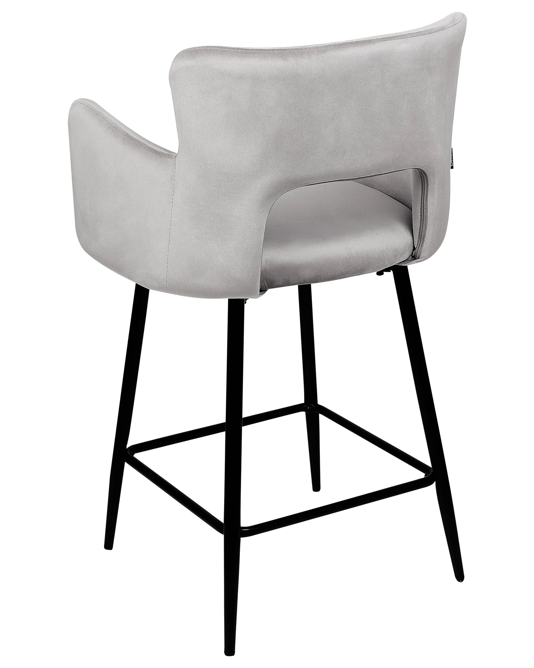 Set of 2 Bar Chairs SANILAC Velvet Light Grey