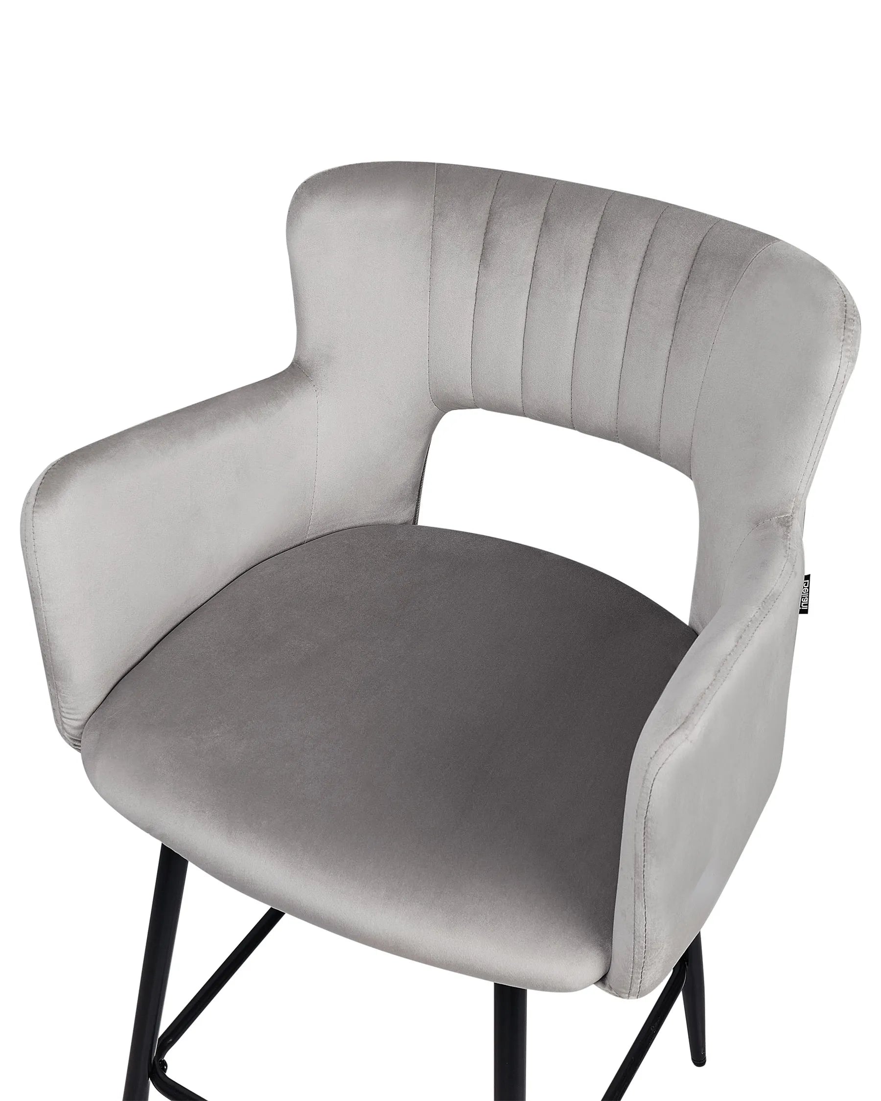 Set of 2 Bar Chairs SANILAC Velvet Light Grey