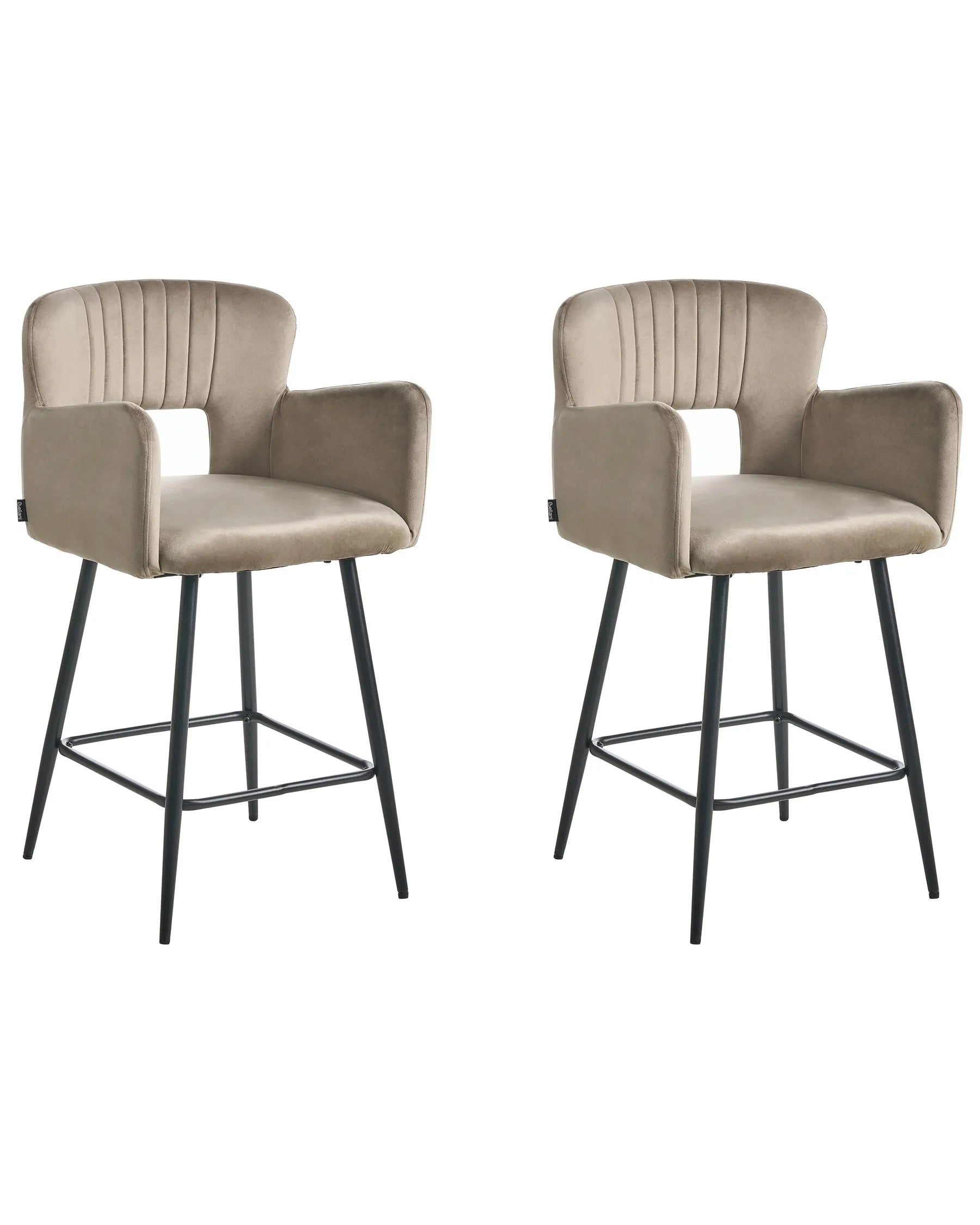 Set of 2 Bar Chairs SANILAC Velvet Taupe