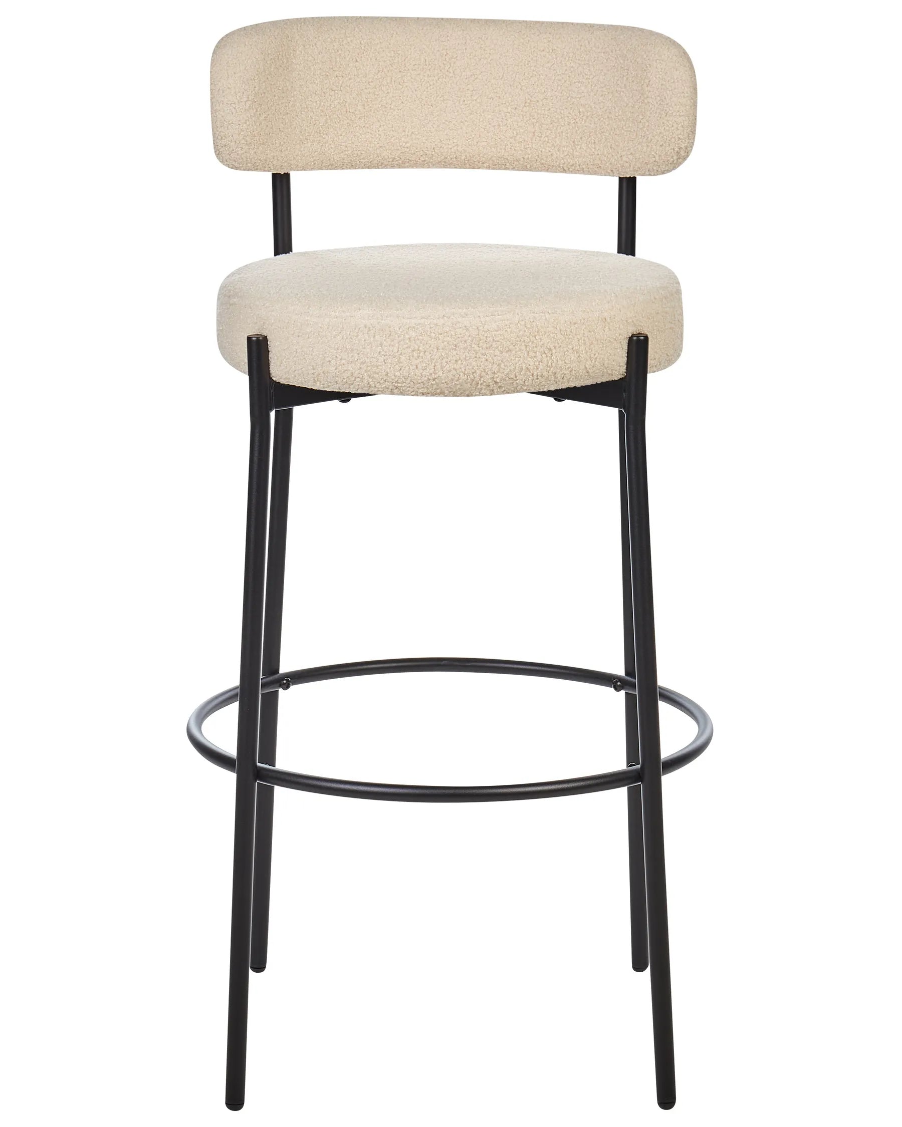 Set of 2 Bar Chairs ALLISON Boucle Light Beige