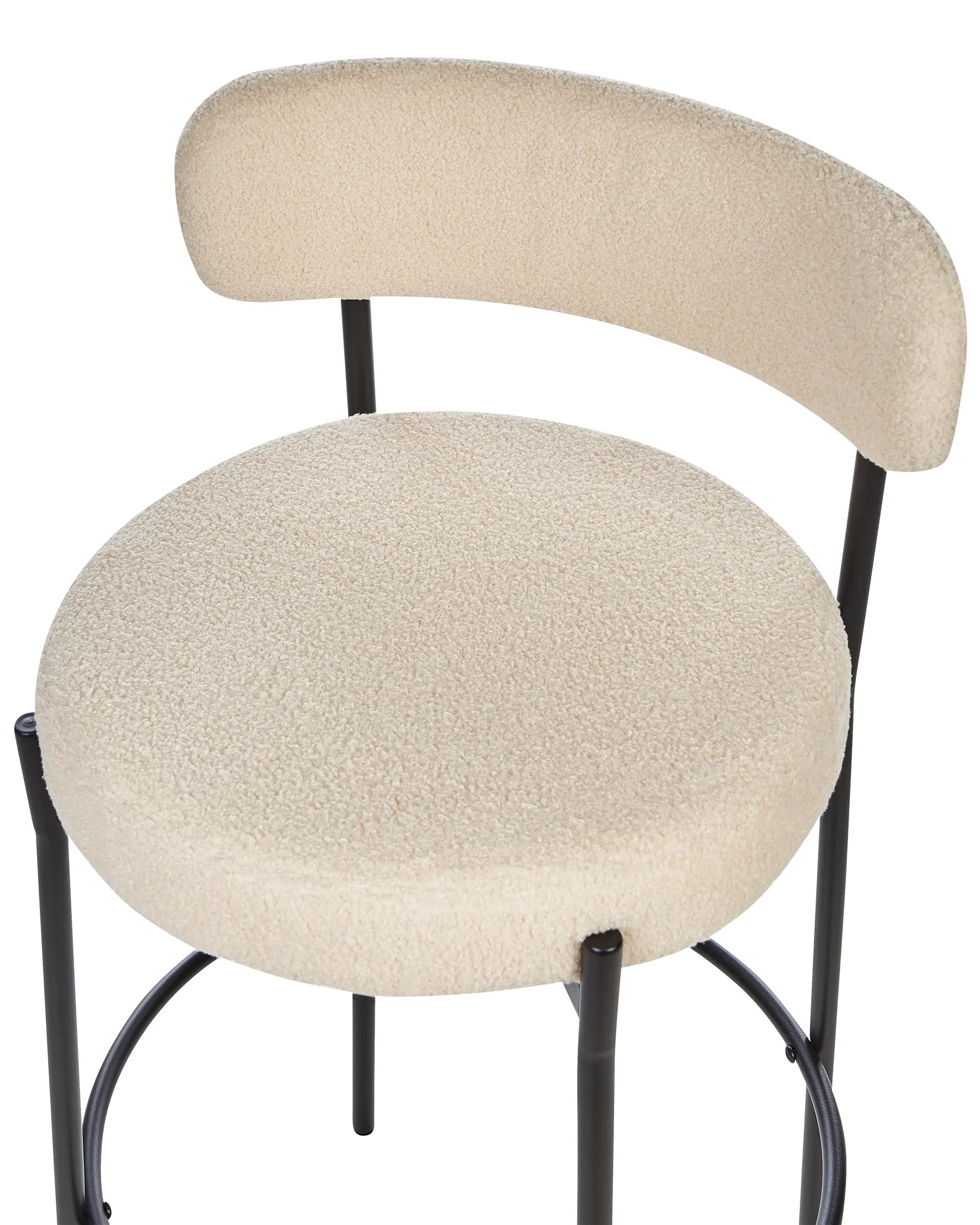 Set of 2 Bar Chairs ALLISON Boucle Light Beige