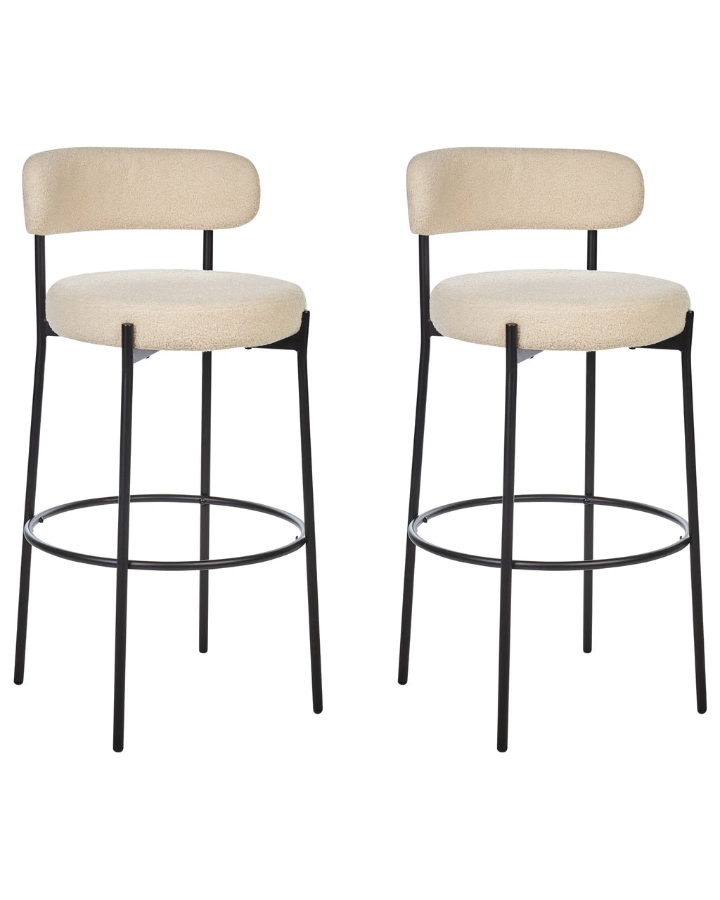 Set of 2 Bar Chairs ALLISON Boucle Light Beige