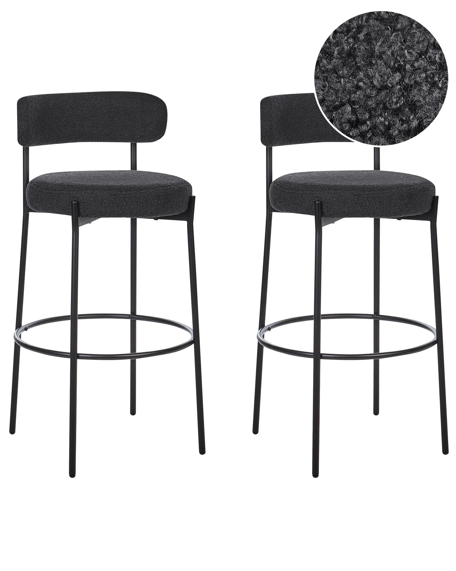 Set of 2 Bar Chairs ALLISON Boucle Black