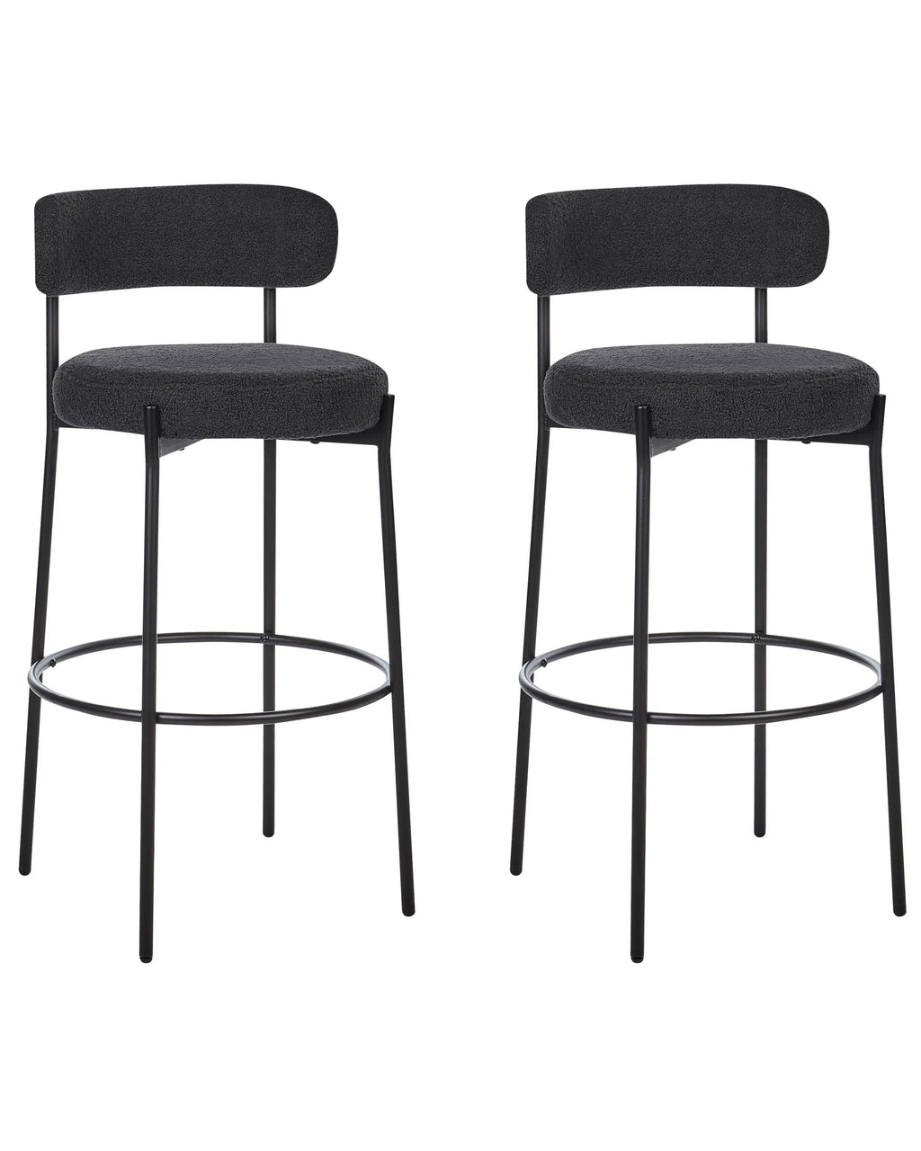 Set of 2 Bar Chairs ALLISON Boucle Black