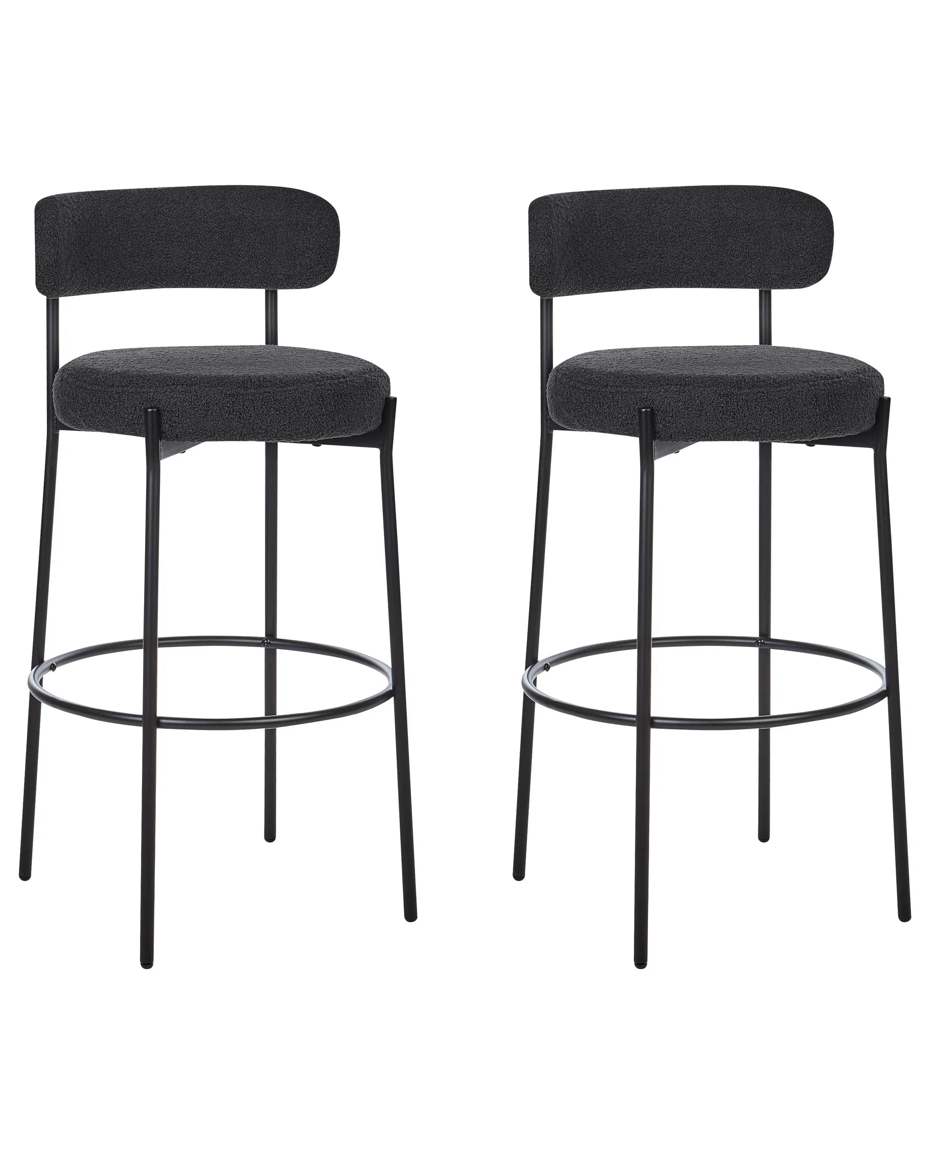 Set of 2 Bar Chairs ALLISON Boucle Black