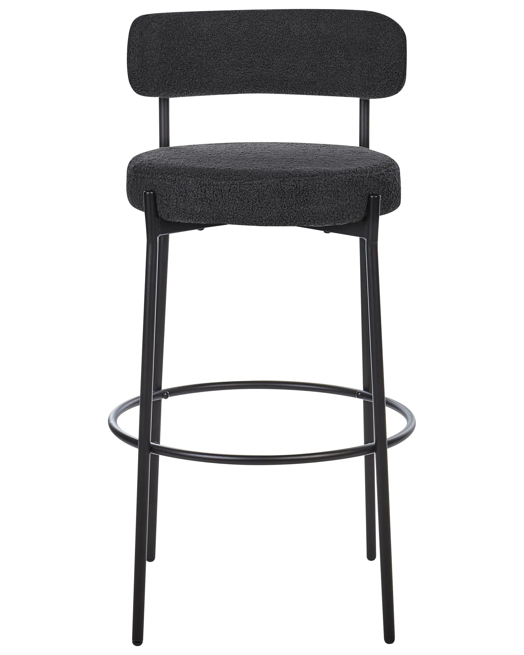 Set of 2 Bar Chairs ALLISON Boucle Black