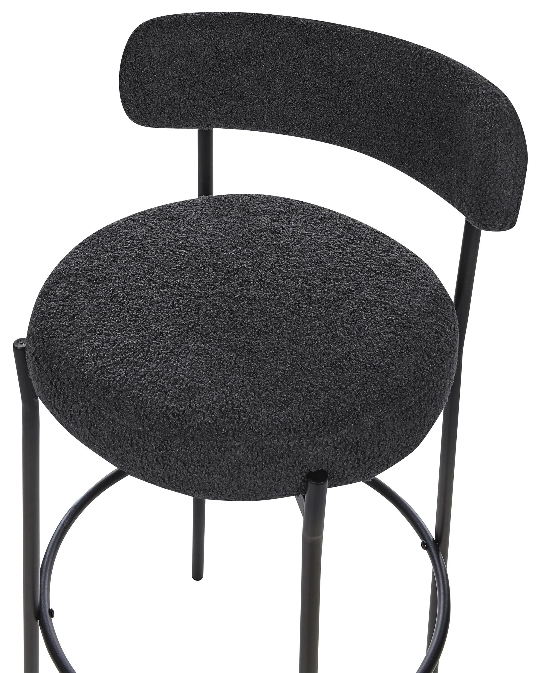 Set of 2 Bar Chairs ALLISON Boucle Black