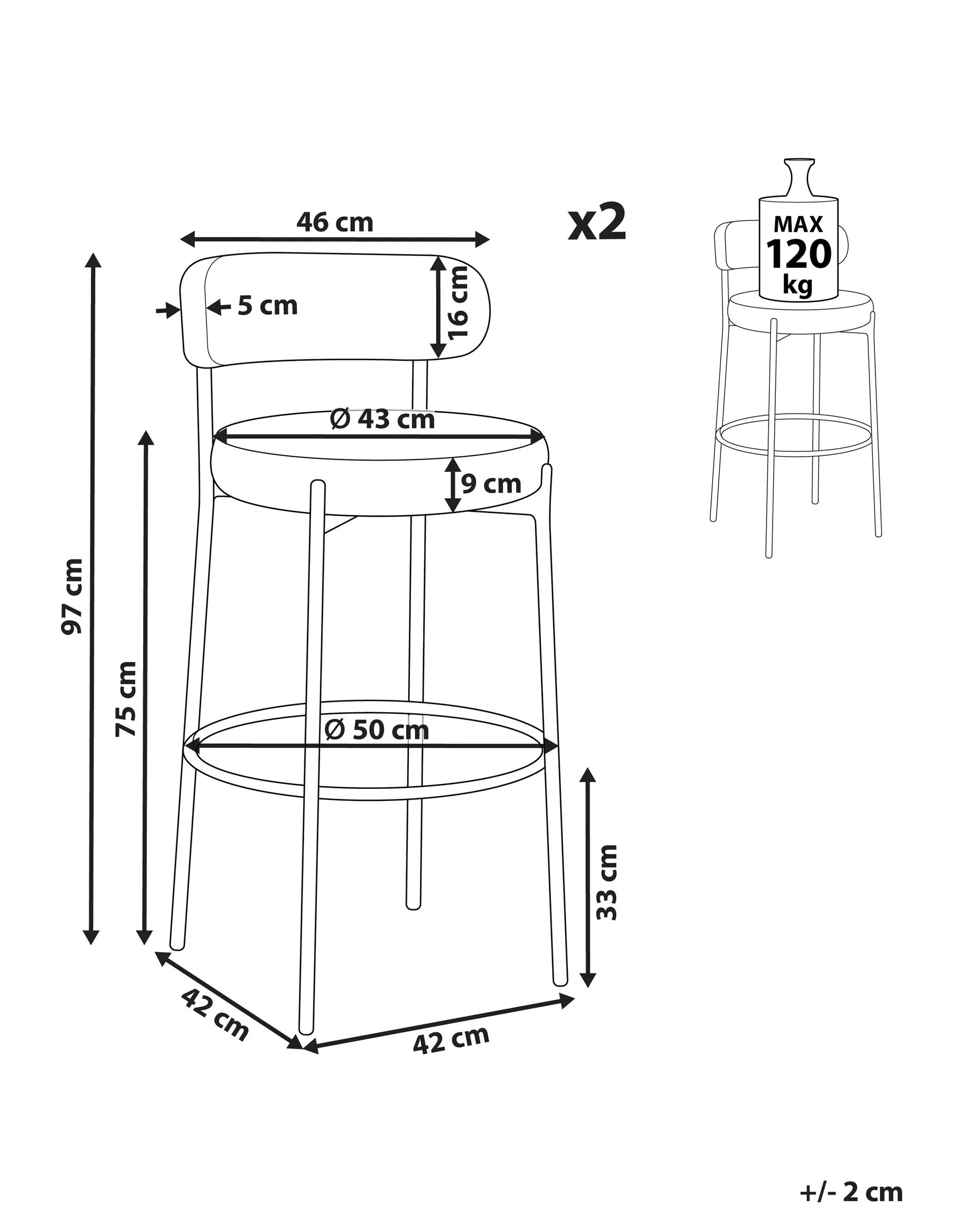 Set of 2 Bar Chairs ALLISON Boucle Black