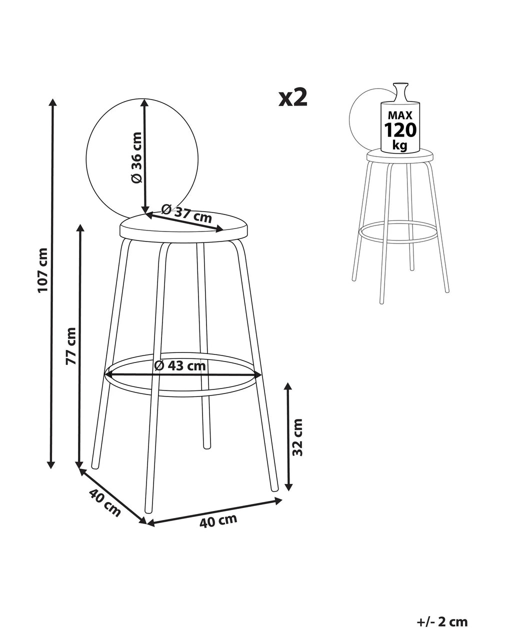 Set of 2 Bar Chairs EMERY Boucle White