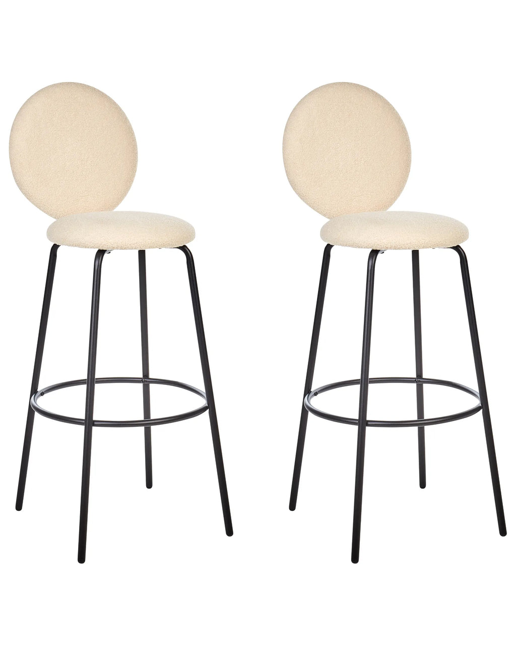 Set of 2 Bar Chairs EMERY Boucle Light Beige