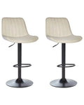 Set of 2 Bar Chairs DUBROVNIK Velvet Swivel Light Beige