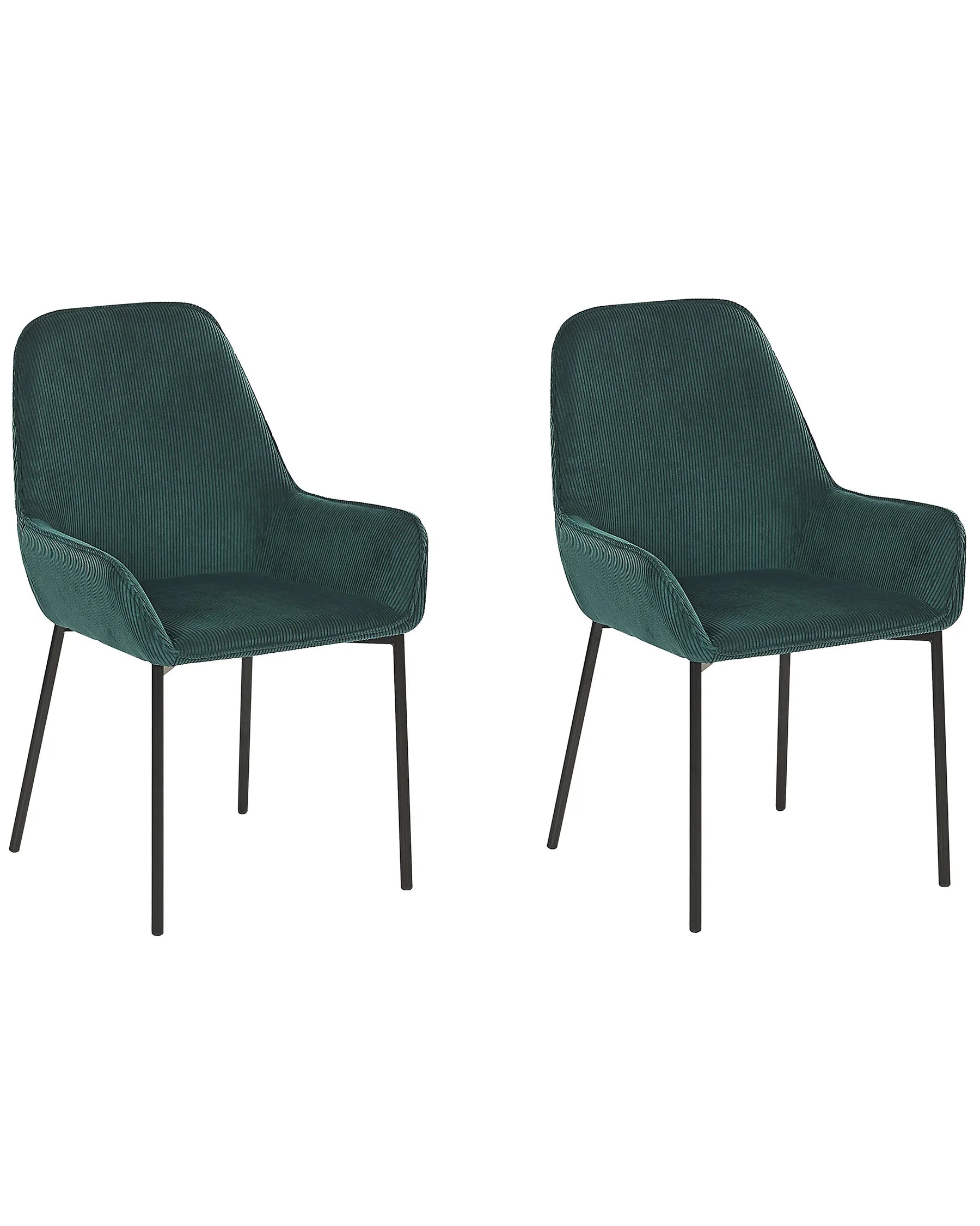 Set of 2 Dining Chairs LOVERNA Corduroy Dark Green