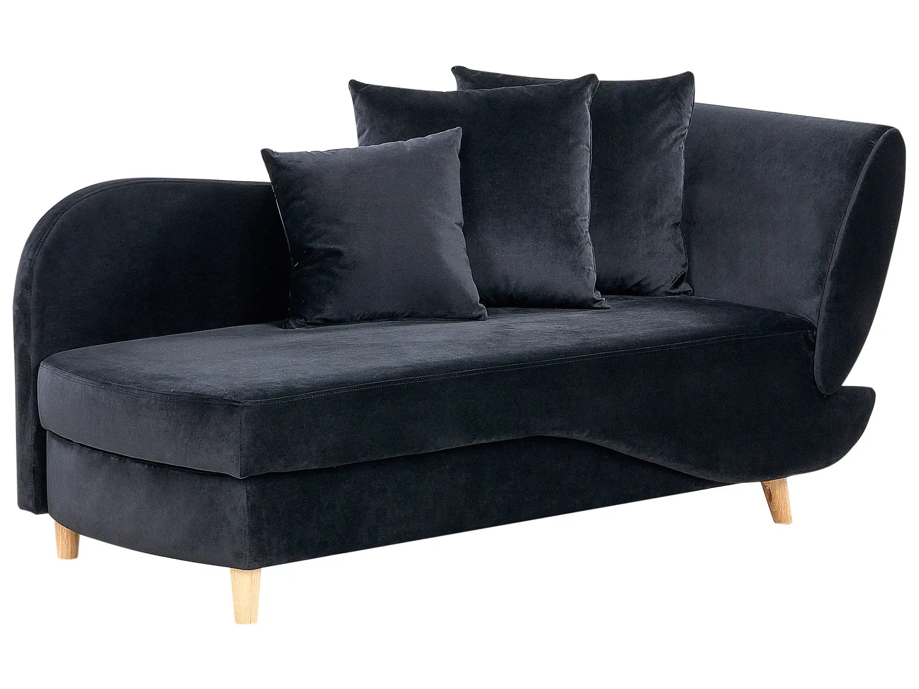 Right-Hand Chaise Lounge MERI Velvet Black with Storage