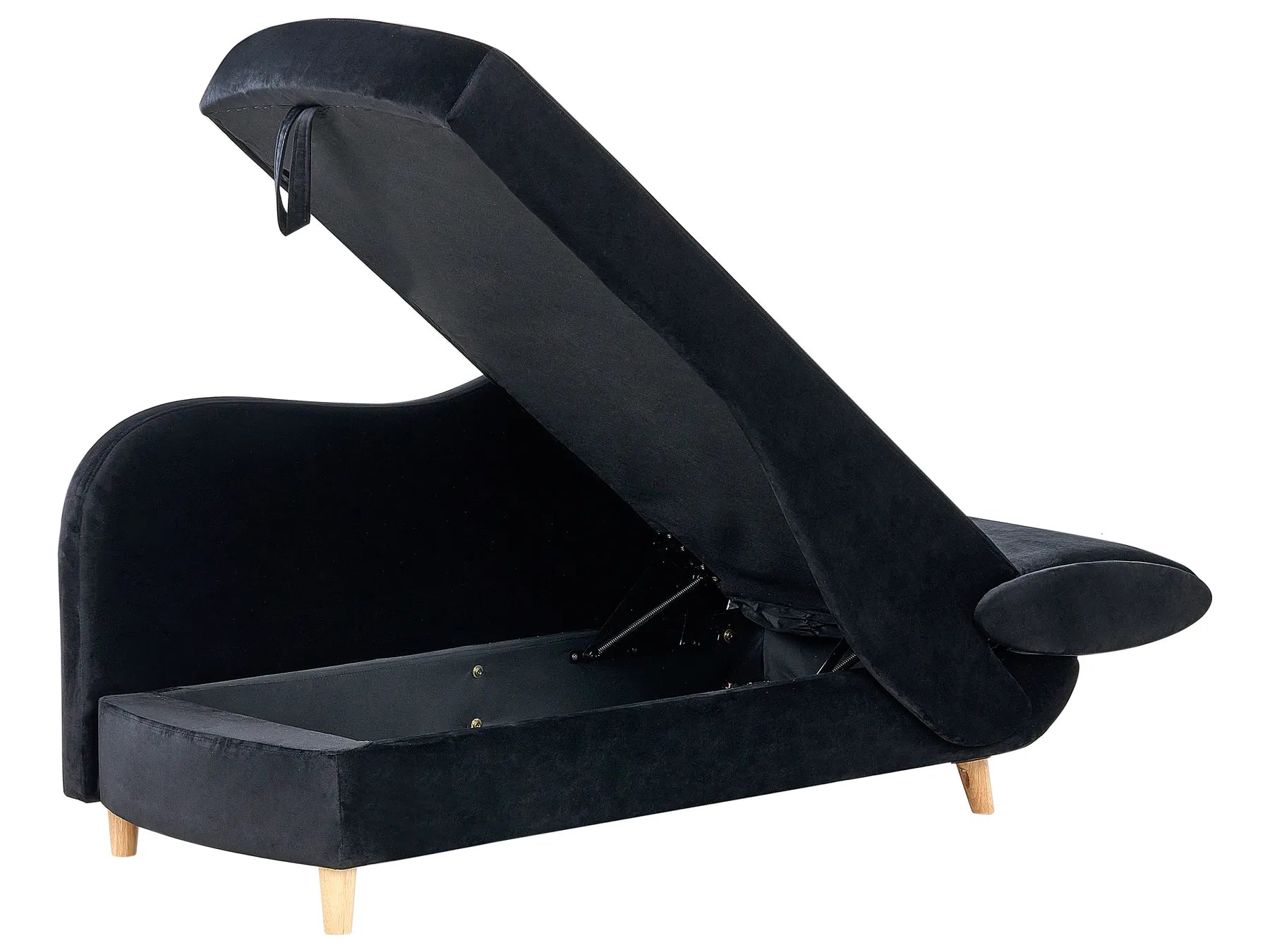 Right-Hand Chaise Lounge MERI Velvet Black with Storage