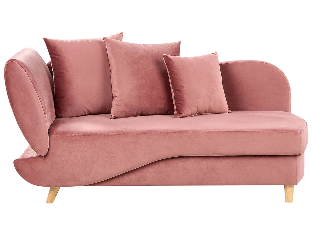 Left-Hand Chaise Lounge MERI Velvet Pink with Storage