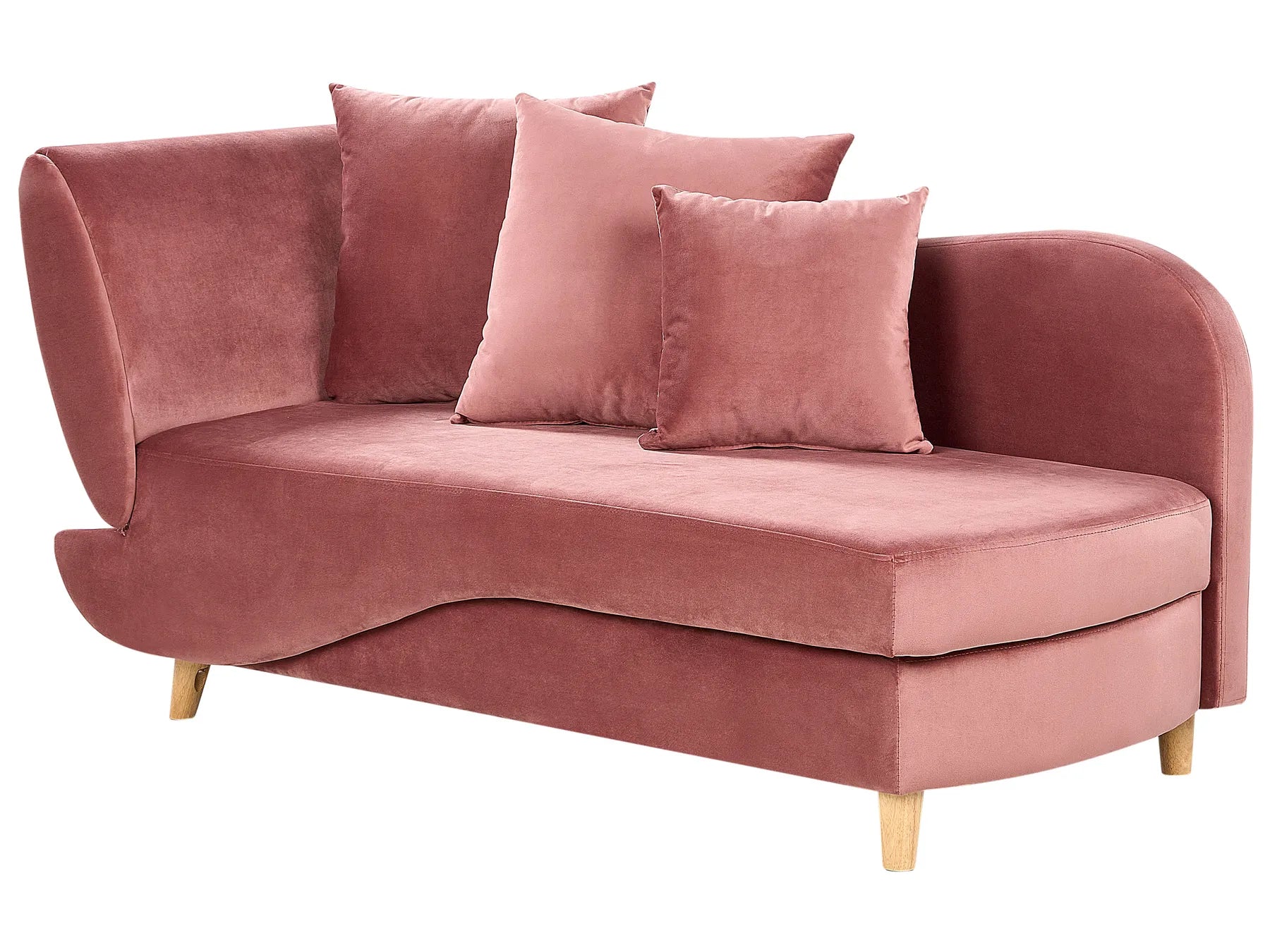 Left-Hand Chaise Lounge MERI Velvet Pink with Storage