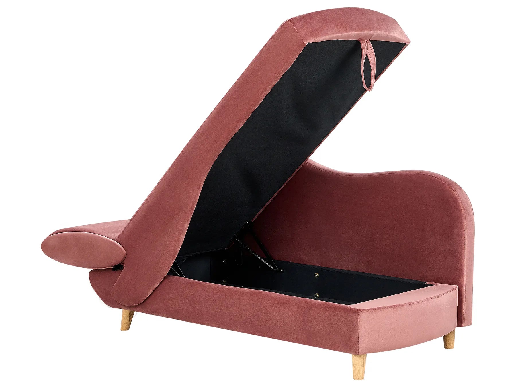 Left-Hand Chaise Lounge MERI Velvet Pink with Storage