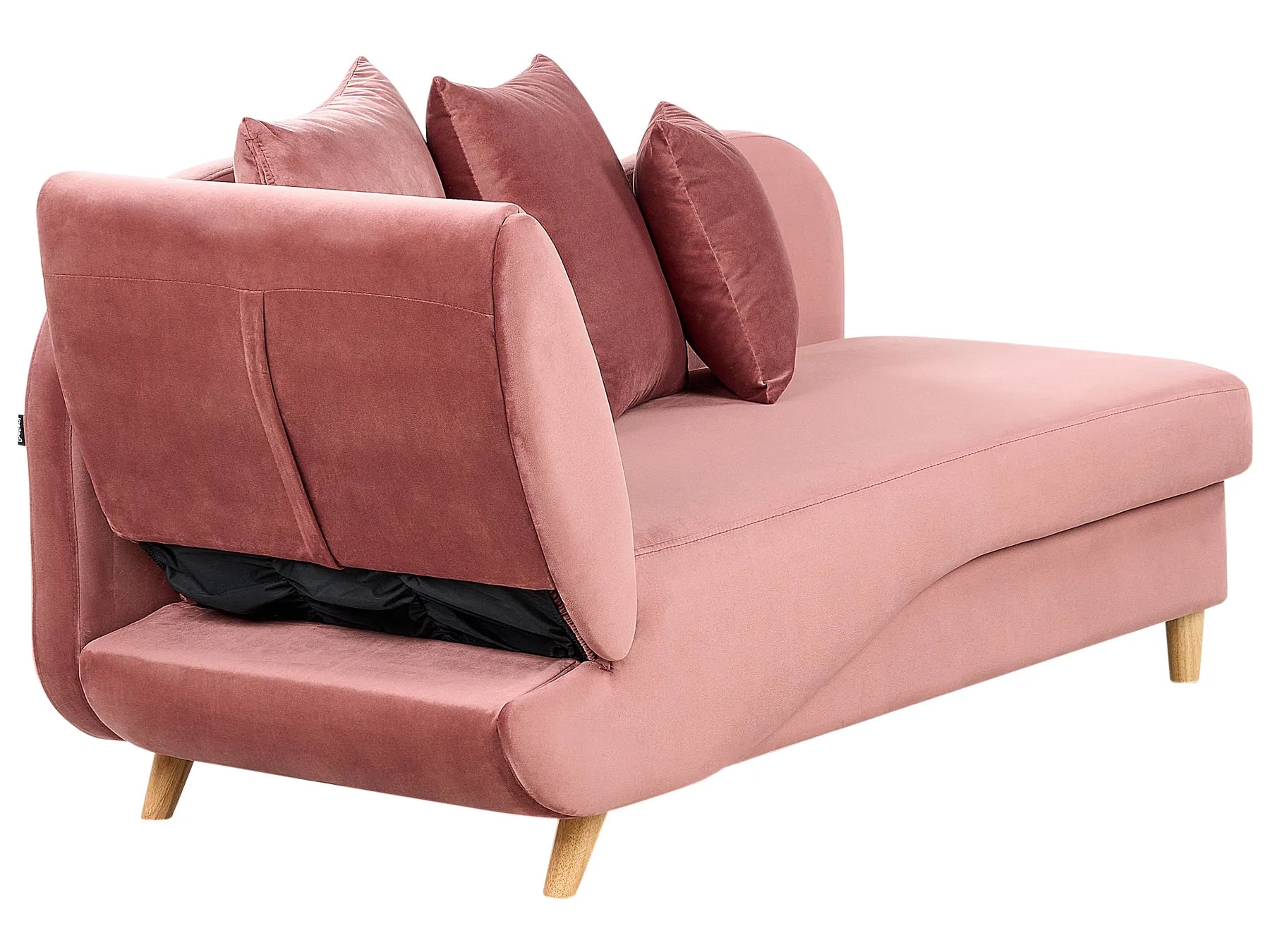 Left-Hand Chaise Lounge MERI Velvet Pink with Storage