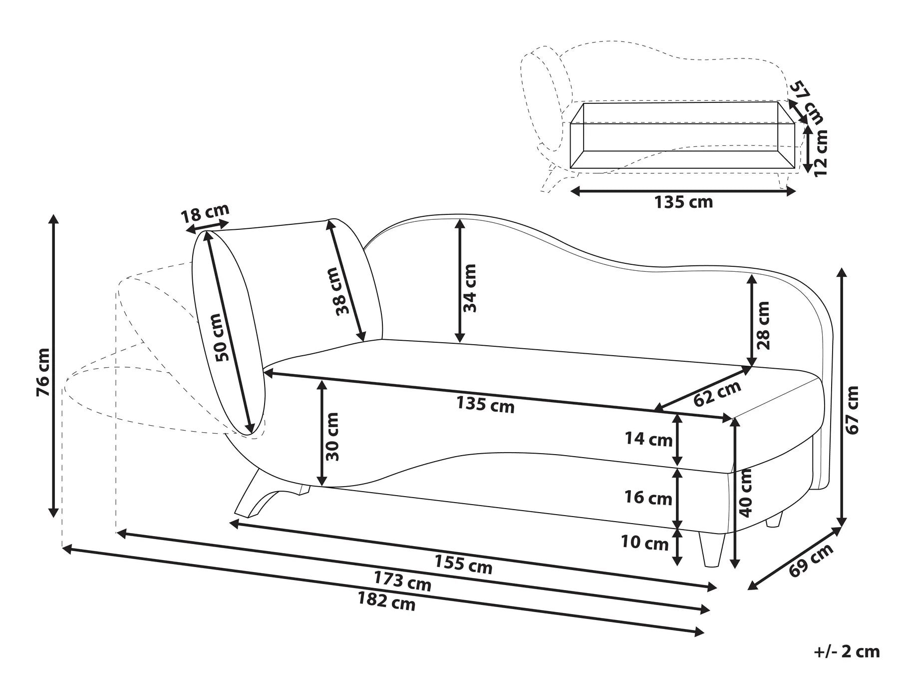 Left-Hand Chaise Lounge MERI Velvet Pink with Storage