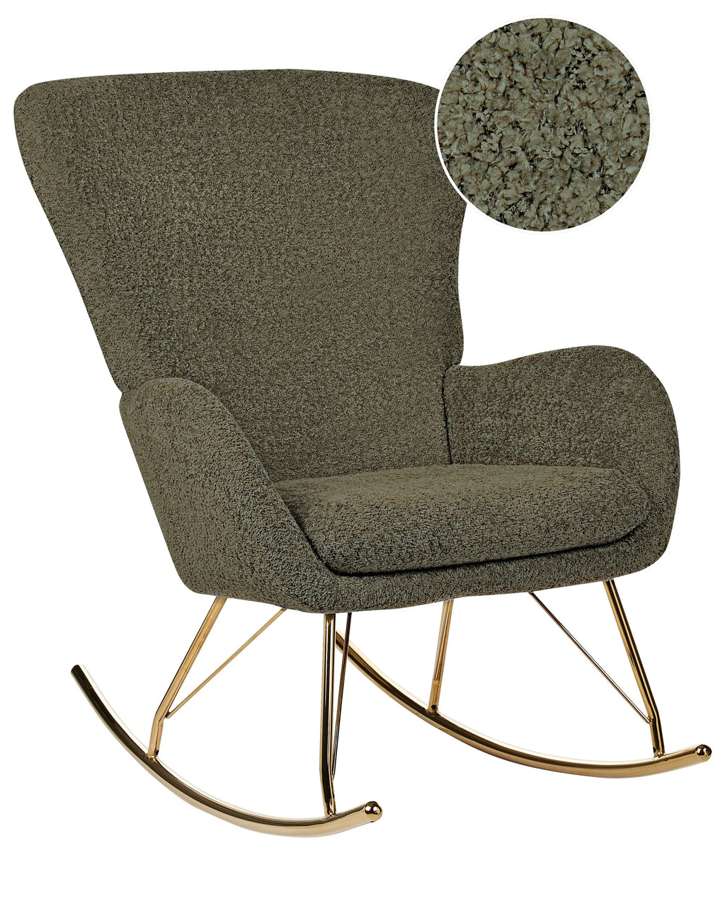 Rocking Chair ANASET Boucle Dark Green