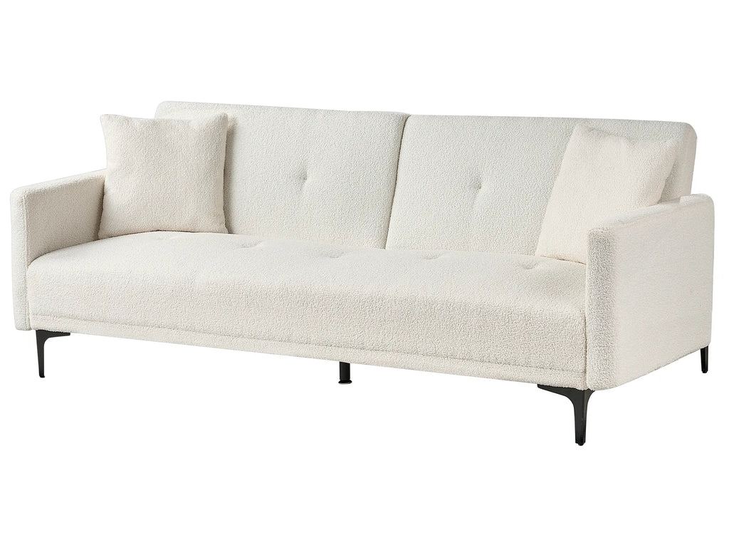 Sofa Bed 3 Seater LUCAN Boucle Off-White