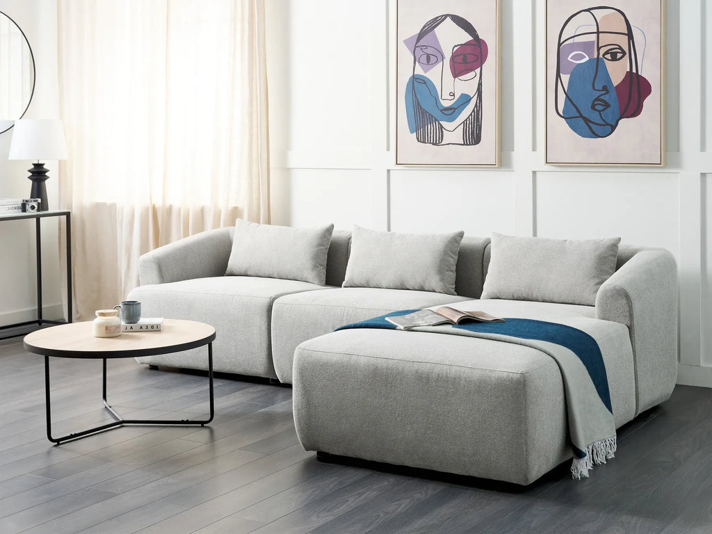 Corner Sofa 3 Seater SVANSELE Fabric Grey Left Hand