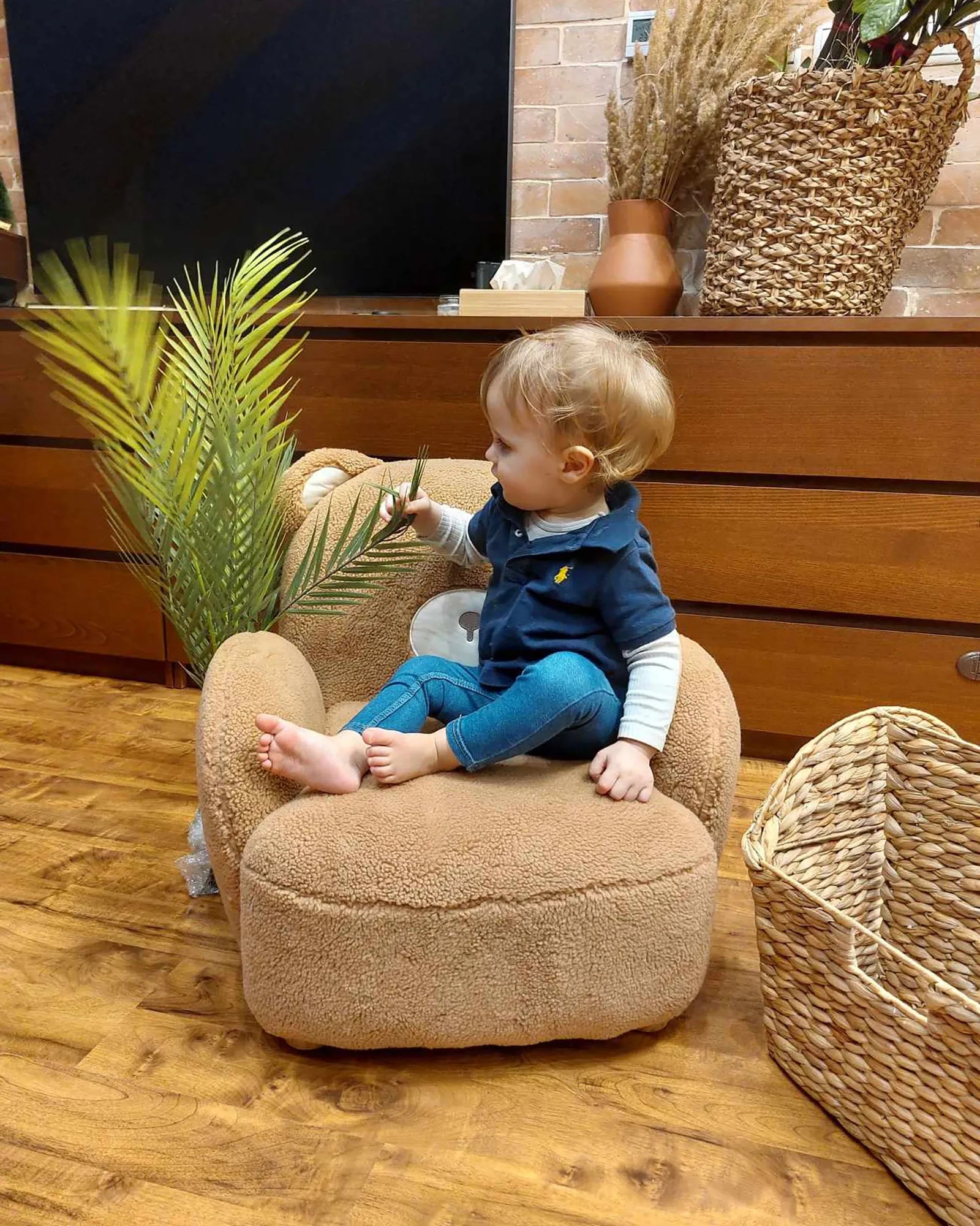 Kids Armchair Teddy Bear BOO Boucle Brown