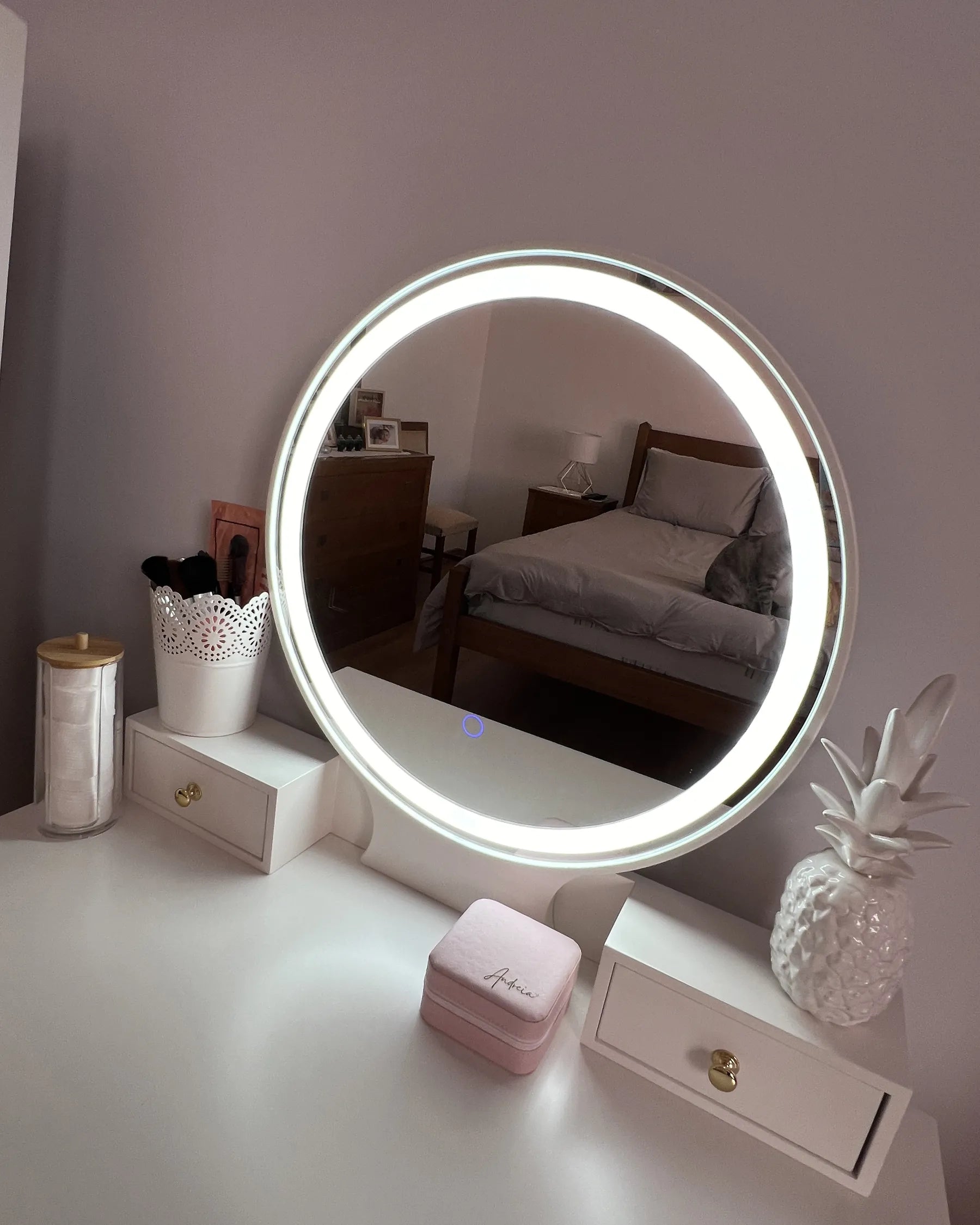 Dressing Table with Mirror and Stool AUXON LED White