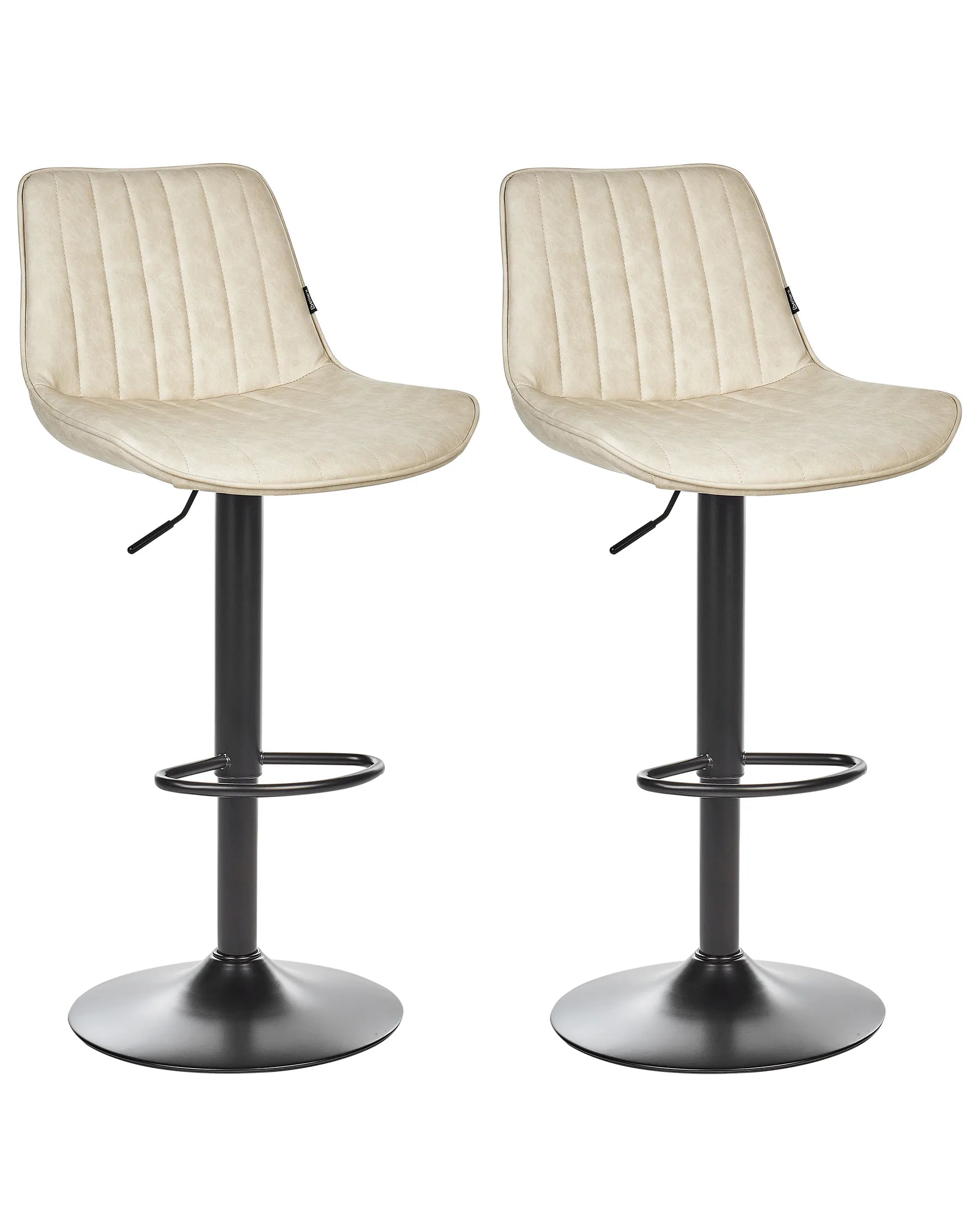 Set of 2 Bar Chairs DUBROVNIK Faux Leather Swivel Light Beige