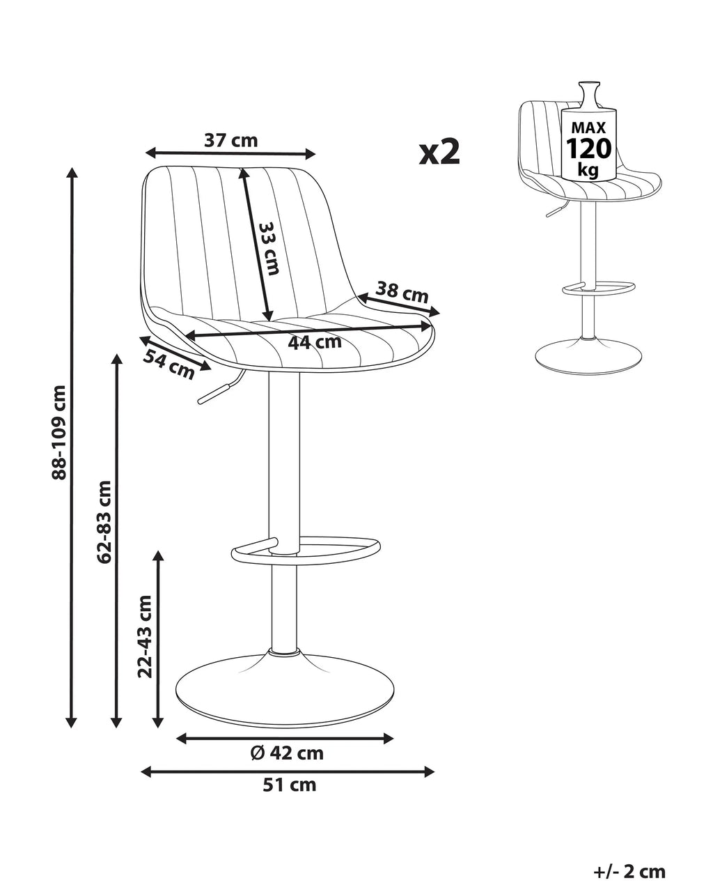 Set of 2 Bar Chairs DUBROVNIK Faux Leather Swivel Light Beige