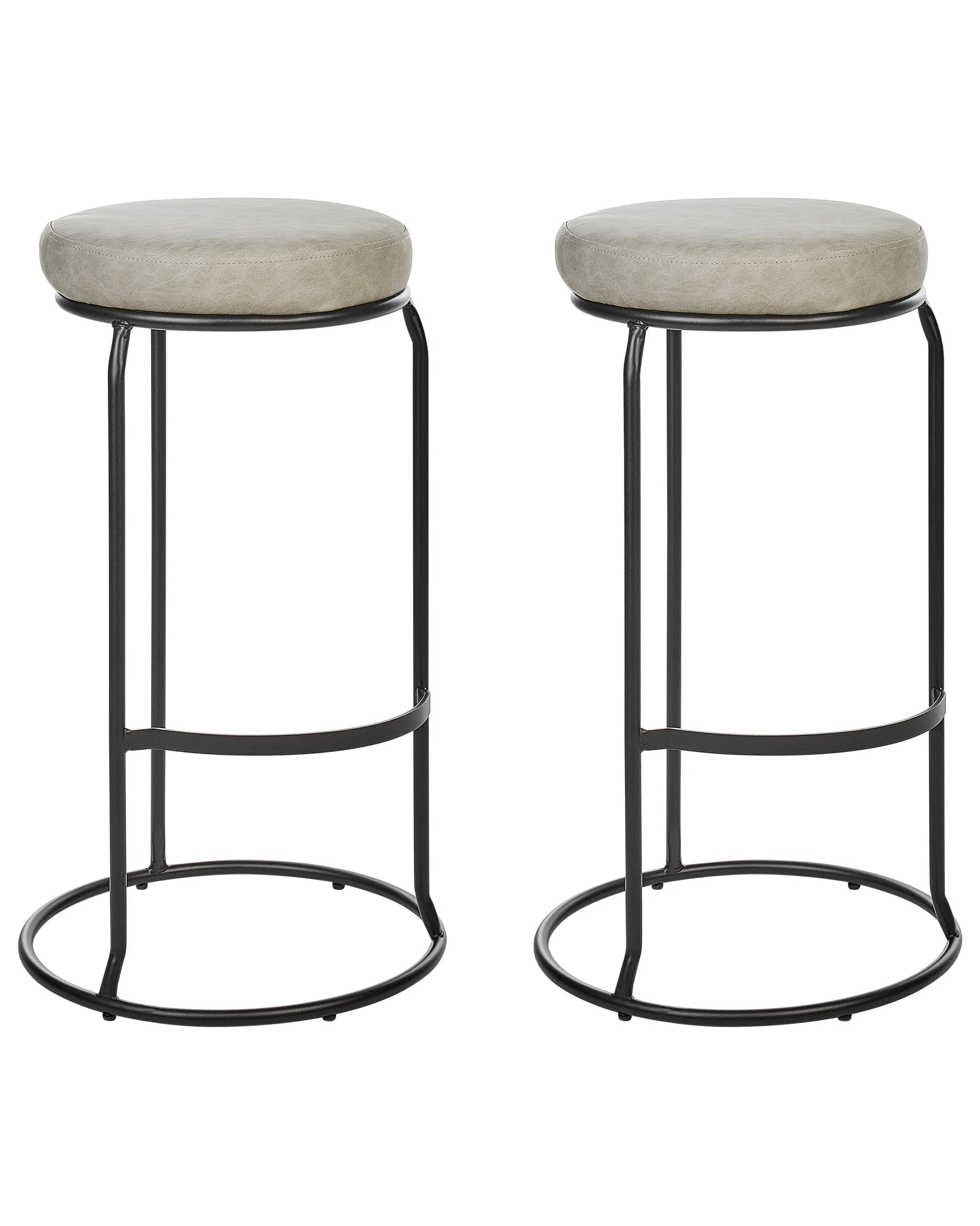 Set of 2 Bar Stools MILROY Faux Leather Light Grey