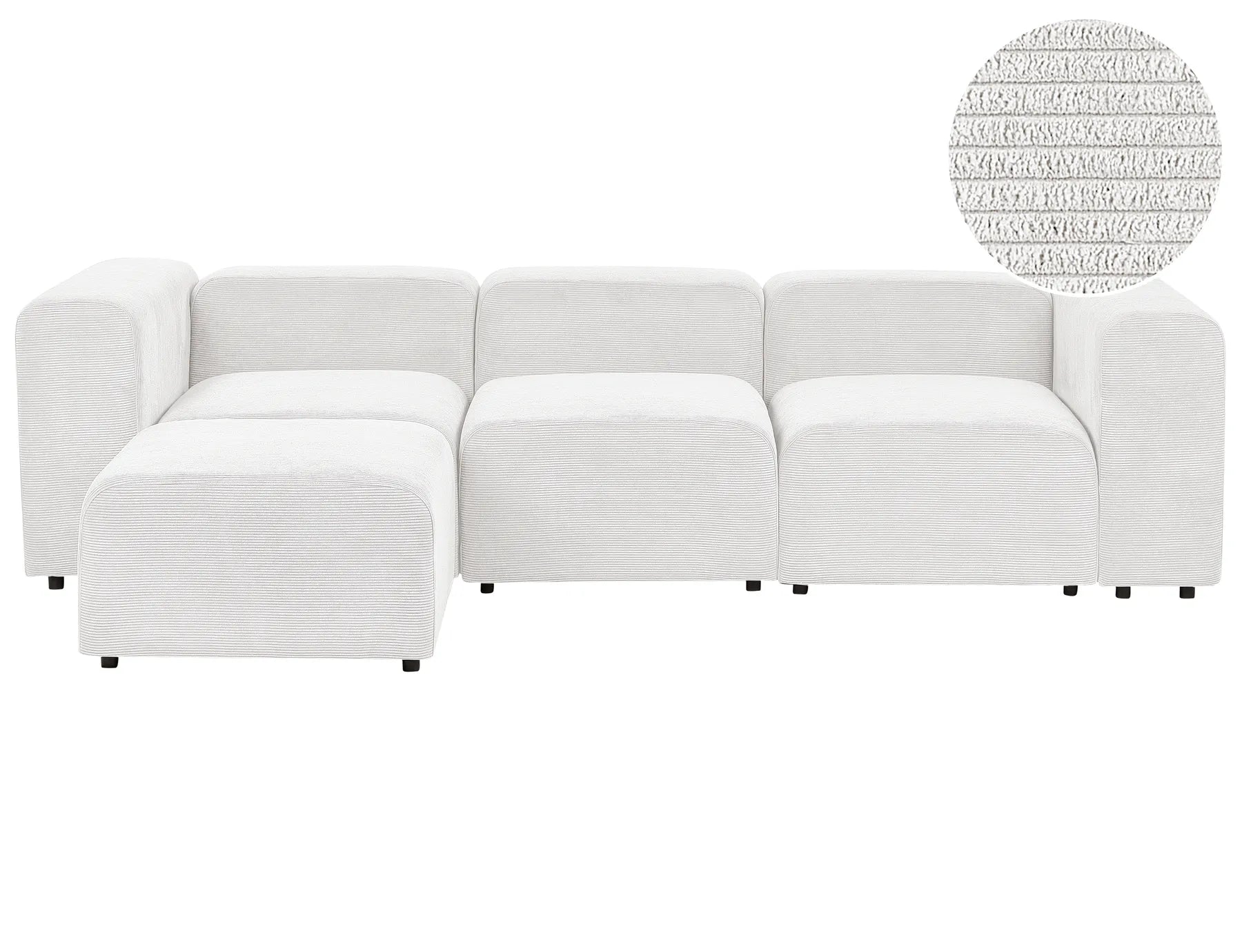 Modular Sofa 3 Seater FALSTERBO Corduroy Off-White with Ottoman