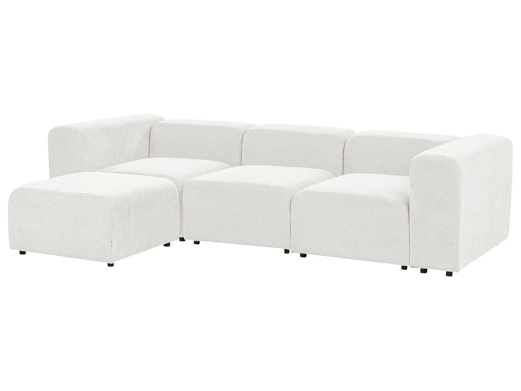 Modular Sofa 3 Seater FALSTERBO Corduroy Off-White with Ottoman