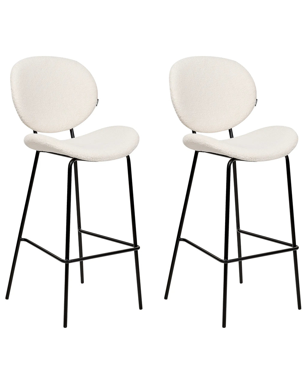 Set of 2 Bar Chairs LUANA Boucle White