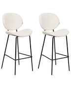 Set of 2 Bar Chairs LUANA Boucle White