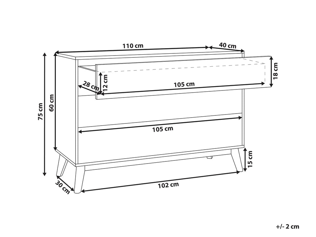3 Drawer Chest SARDIS Light Brown