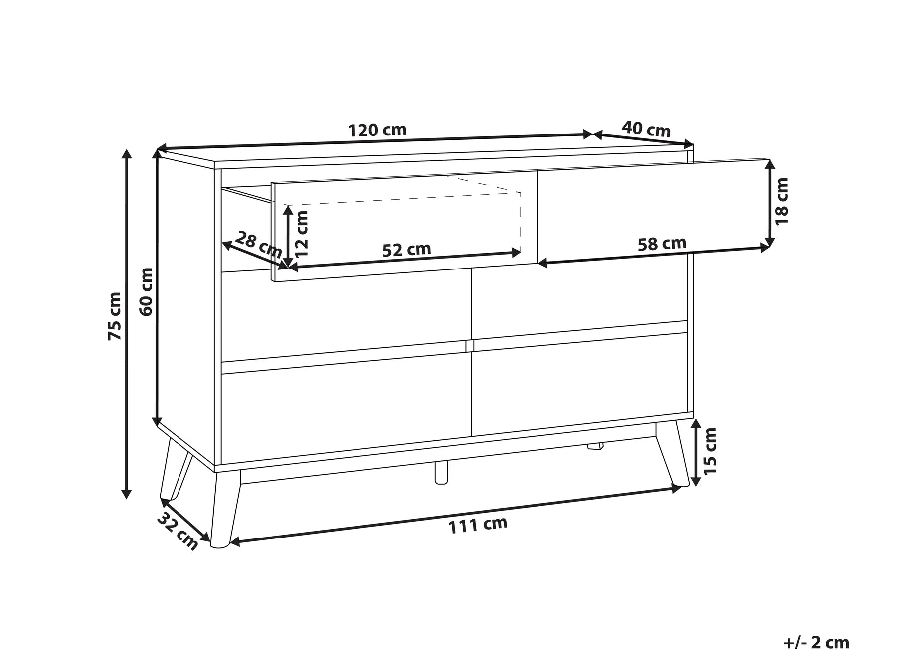 6 Drawer Chest SARDIS Light Brown
