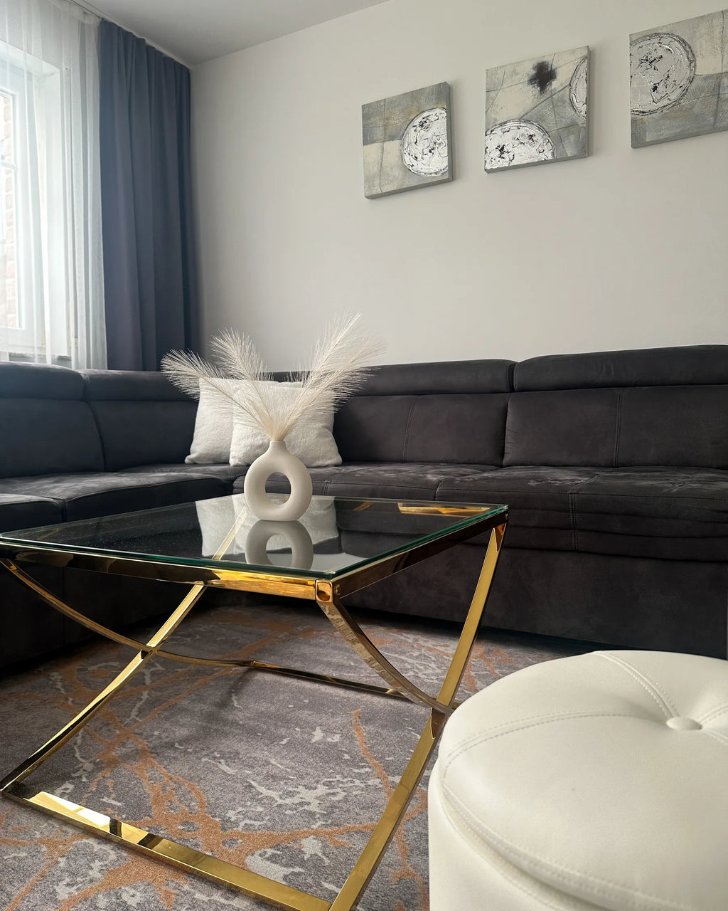 Storage Pouffe MARYLAND Faux Leather White