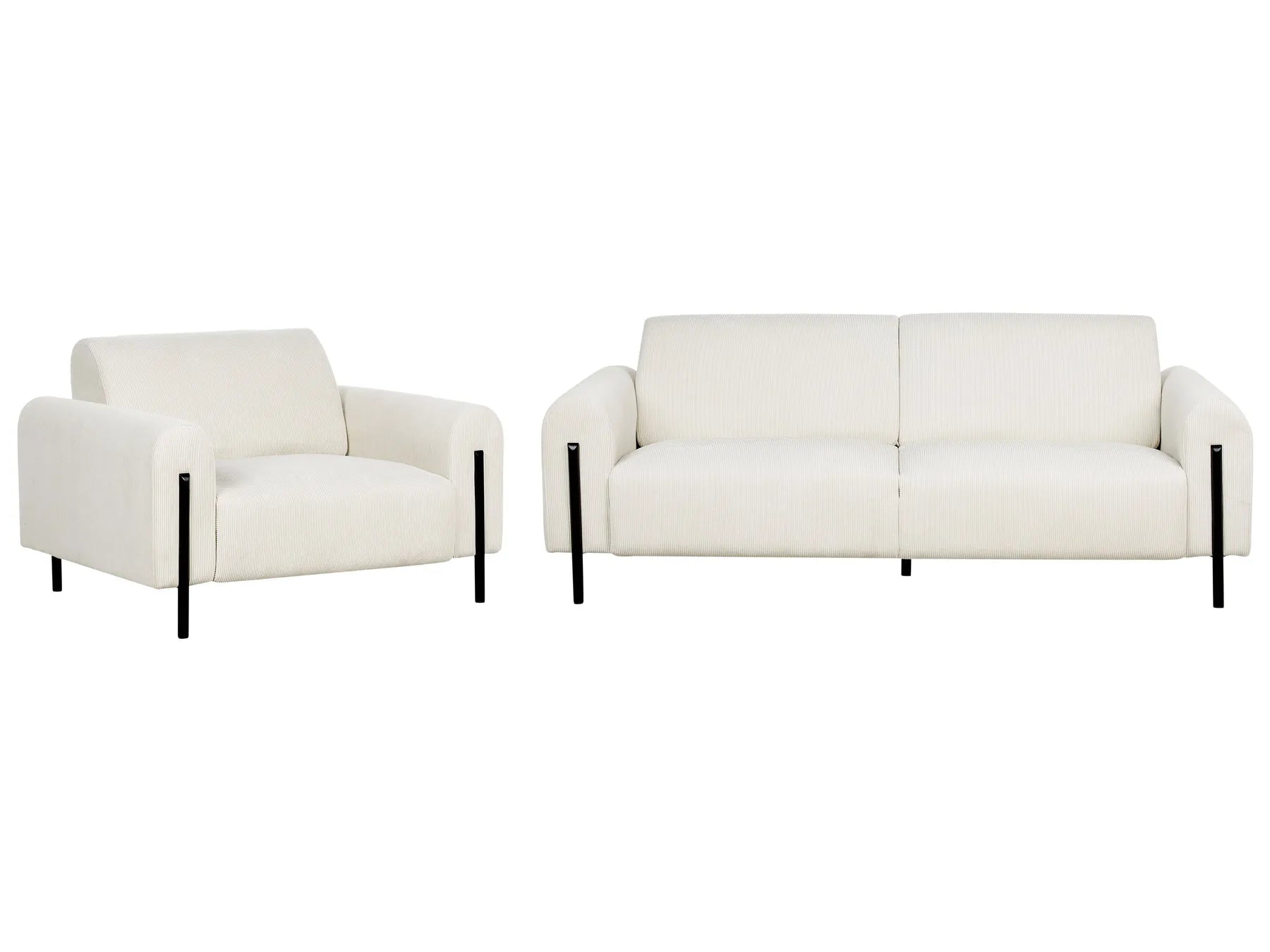 Living Room Set 4 Seater ASKIM Corduroy Off-White