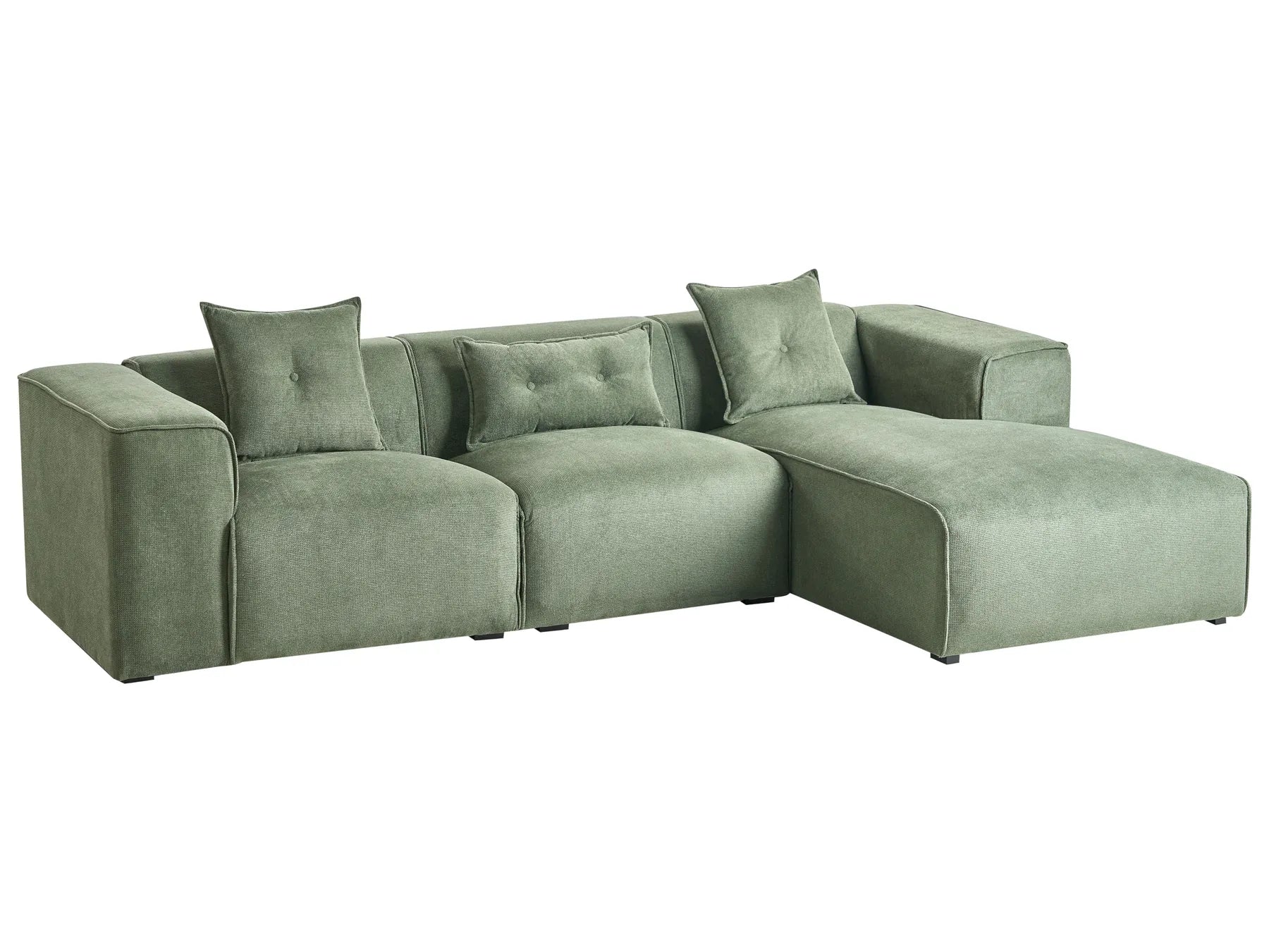 Corner Sofa 3 Seater DOLVA Chenille Dark Green Left Hand