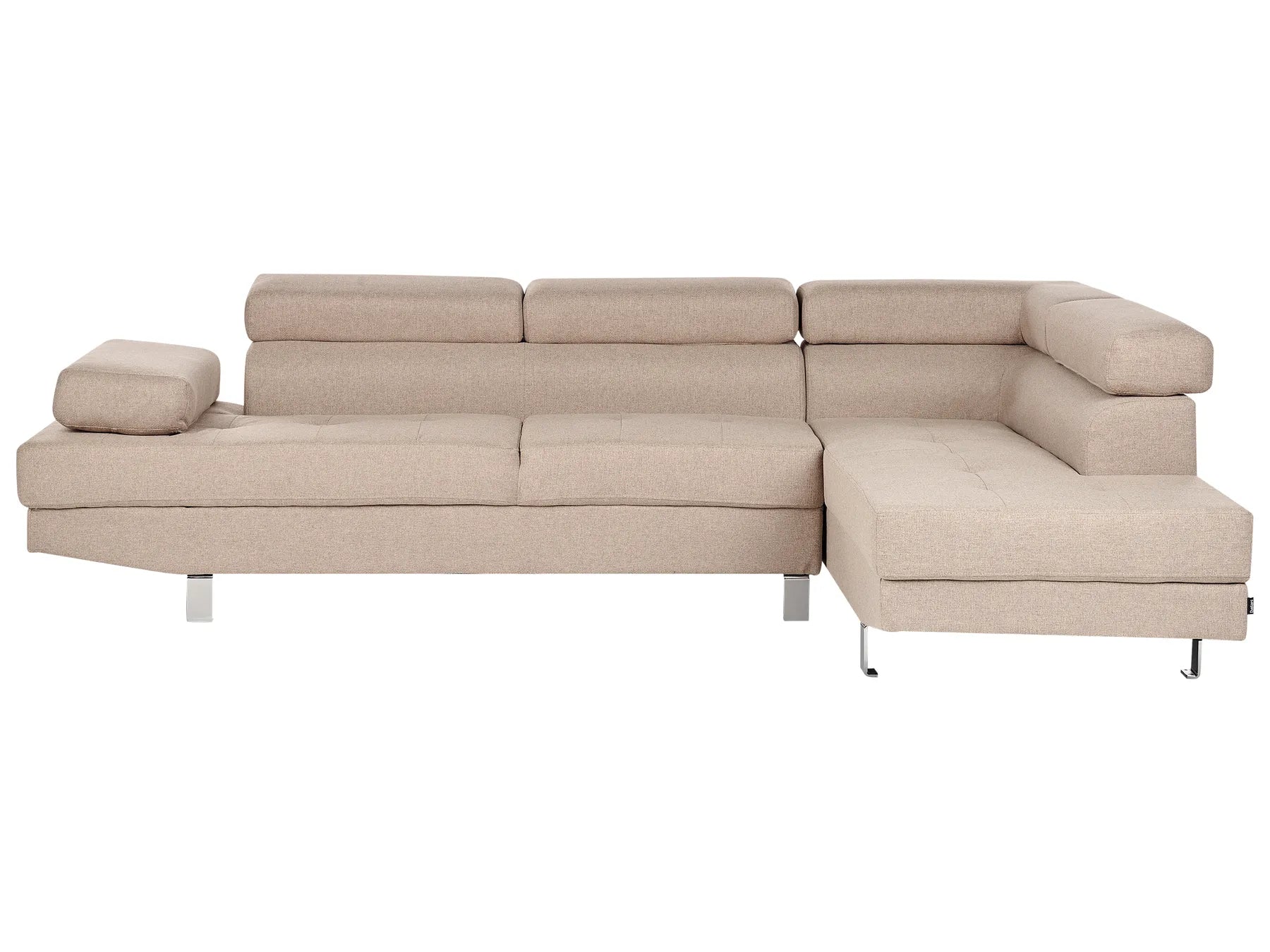 Corner Sofa 5 Seater NORREA Fabric Beige Left Hand